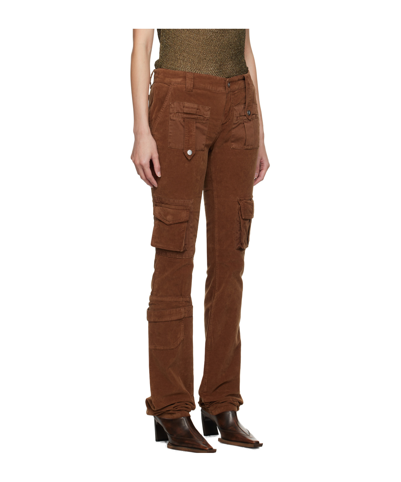 Blumarine Four-pocket Overalls And Casual Pants In Brown