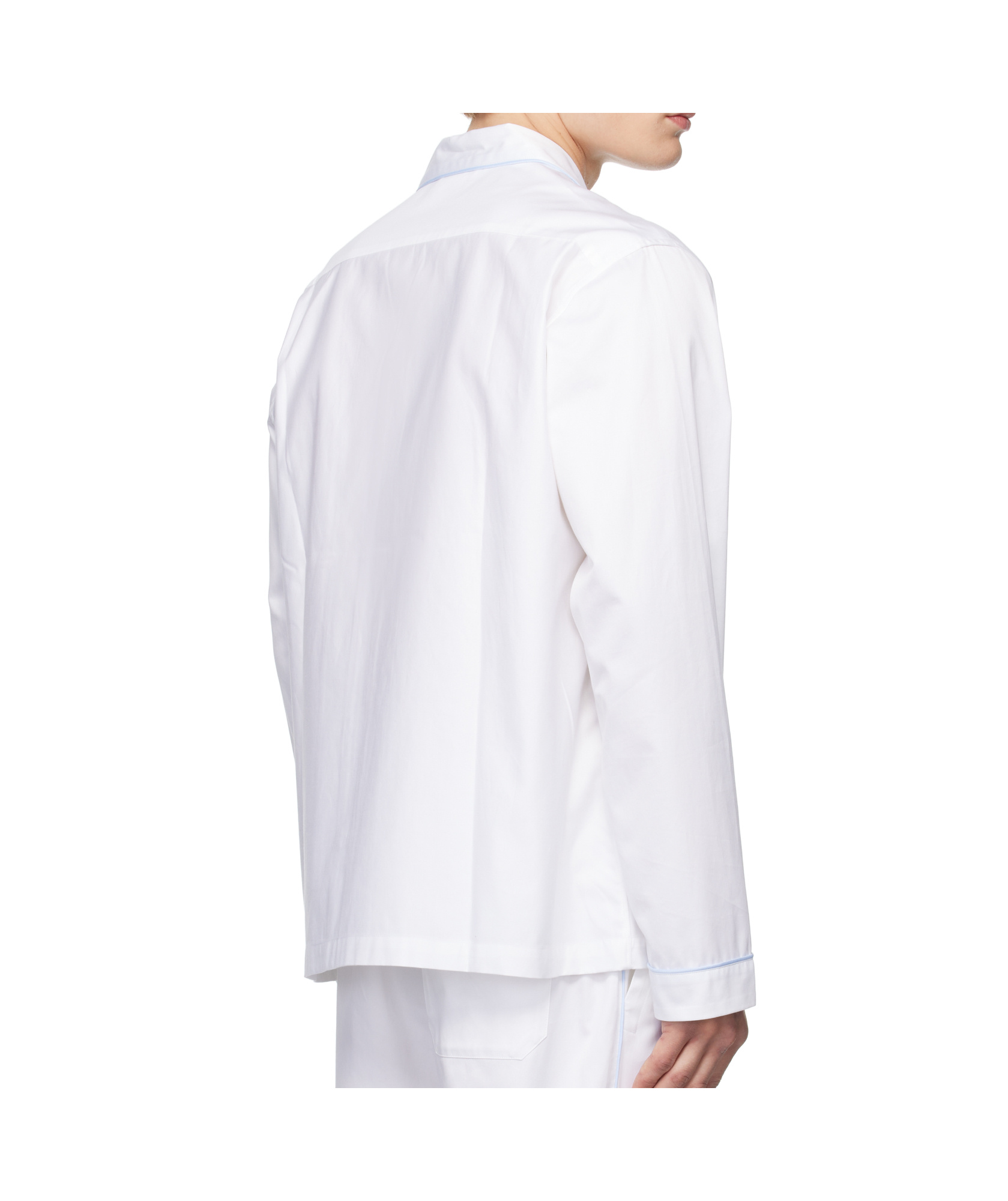Tekla White Sateen Long-sleeved Pyjama Shirt In White