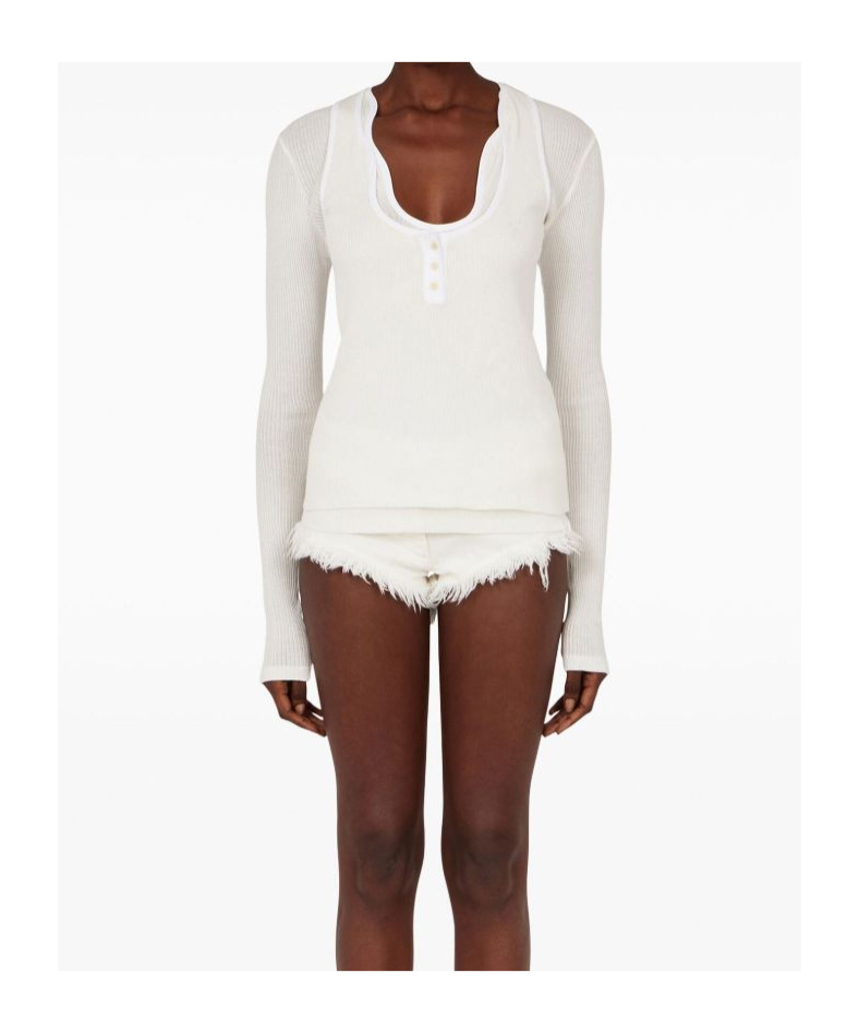 Ferragamo Salvatore Cotton Tank Top With Shaped Neckline In White