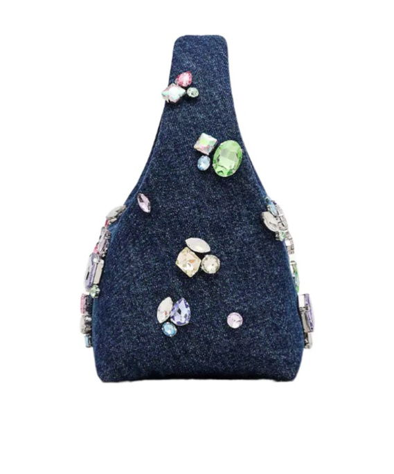 Marc Jacobs The Gem Denim Mini Sack Bag In Blue
