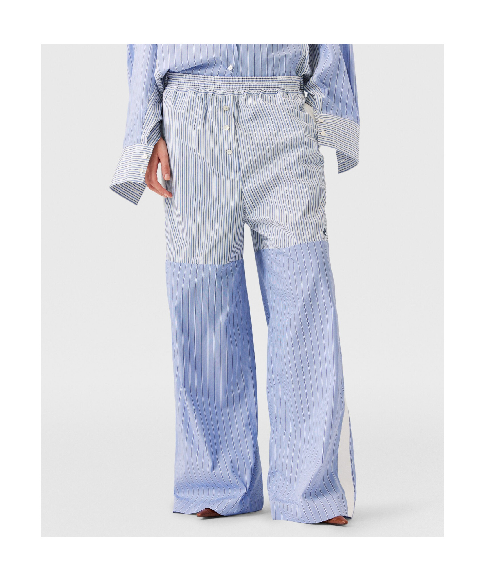 Stella Mccartney Striped Wide Leg Trousers In Blue