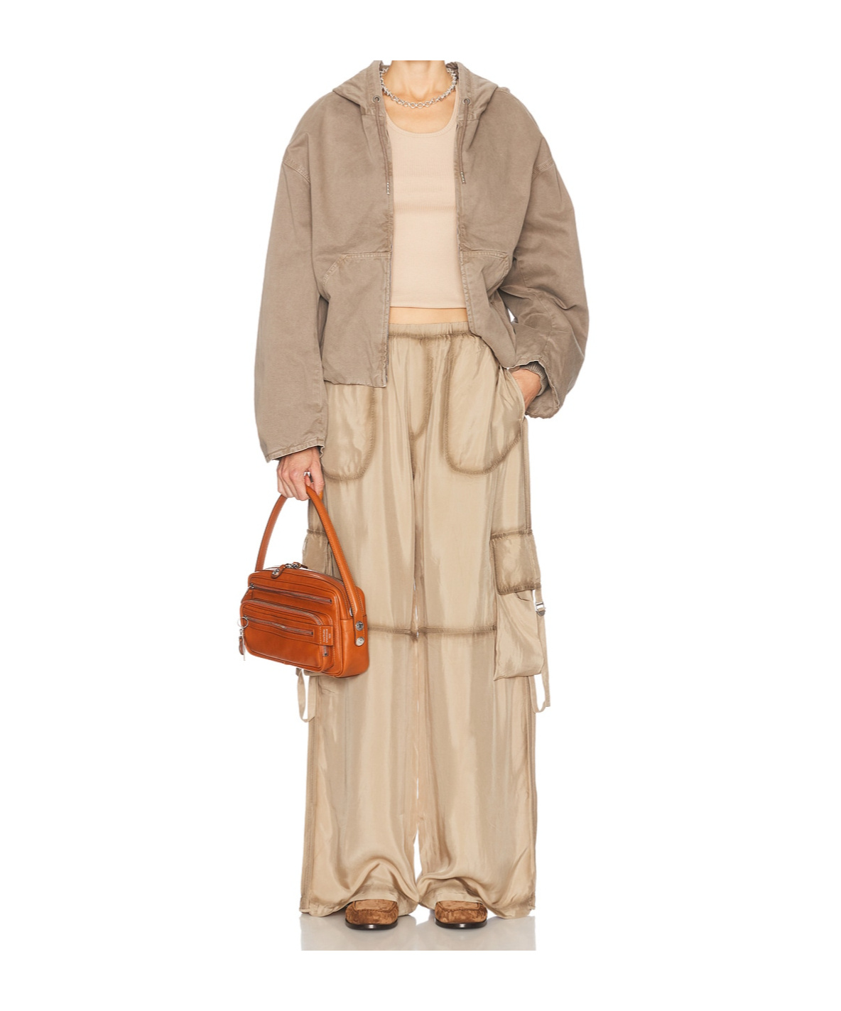 Acne Studios Womens Charcoal Grey Gathered-hem Drawstring-hooded Woven Bomber Jacket In Nude