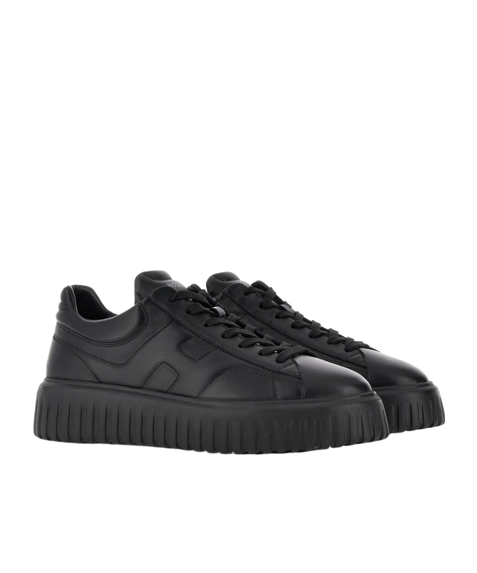Hogan Leather H-stripes Tread Sneakers In Black