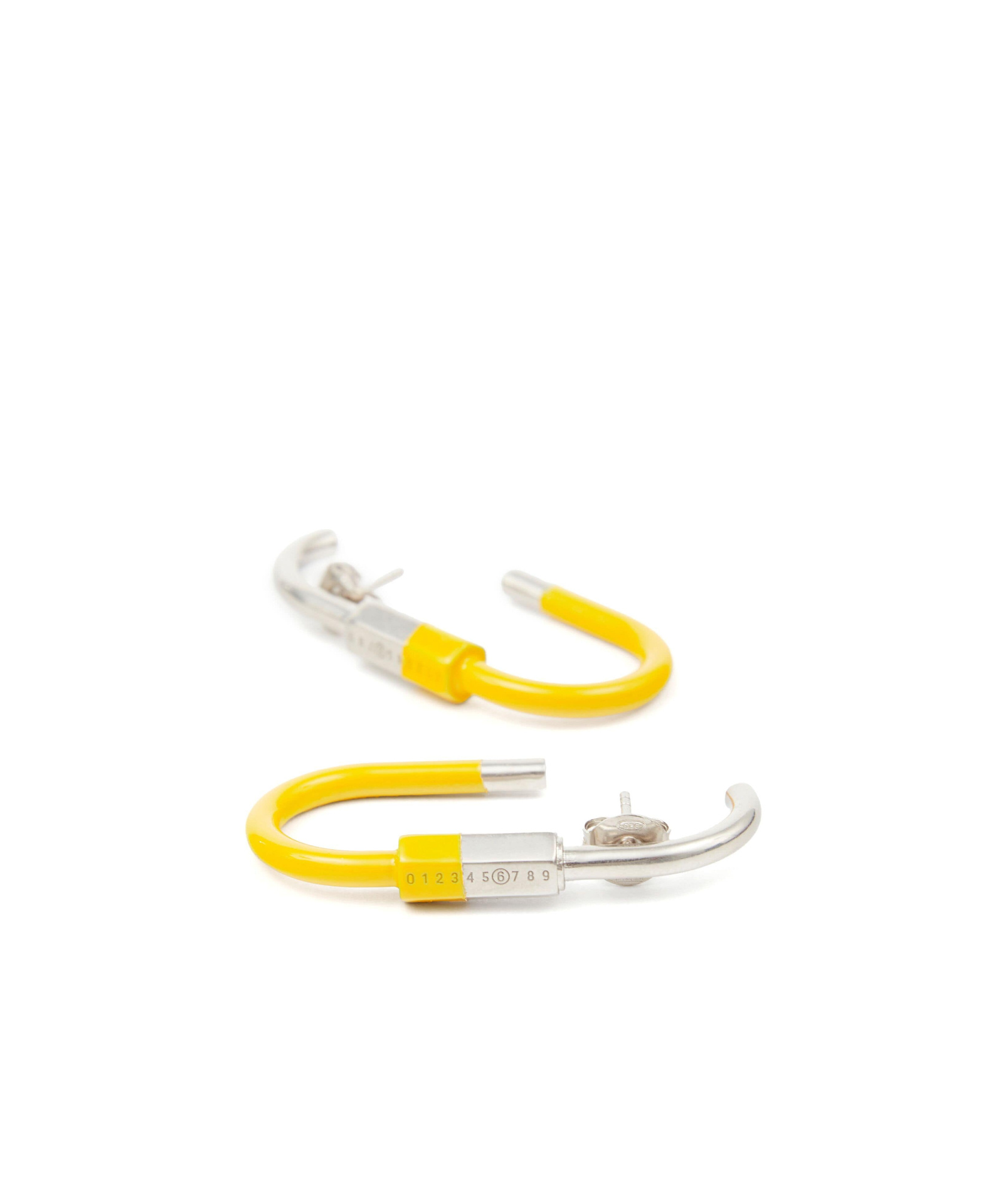 Mm6 Maison Margiela Carabiner Hoop Earrings In Yellow