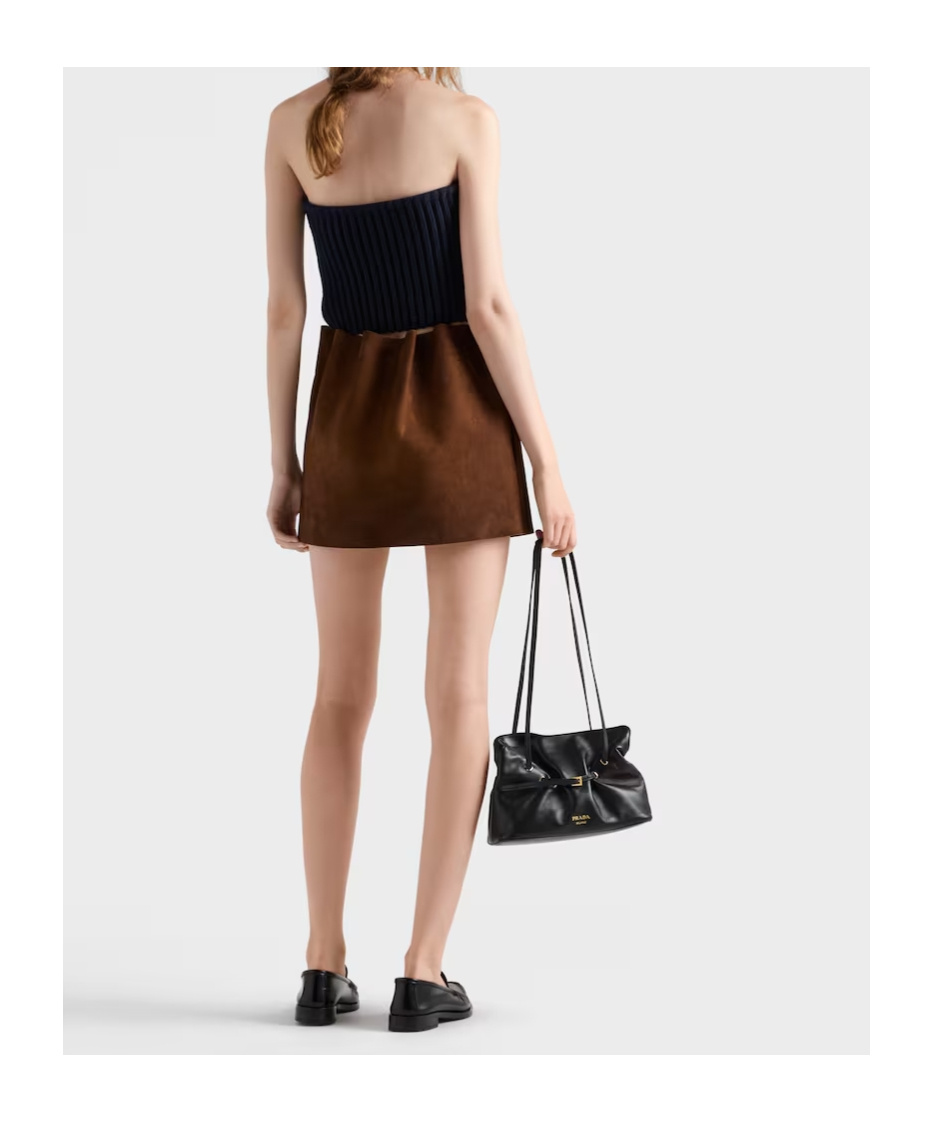 Prada Ribbed Bandeau Top In Blue