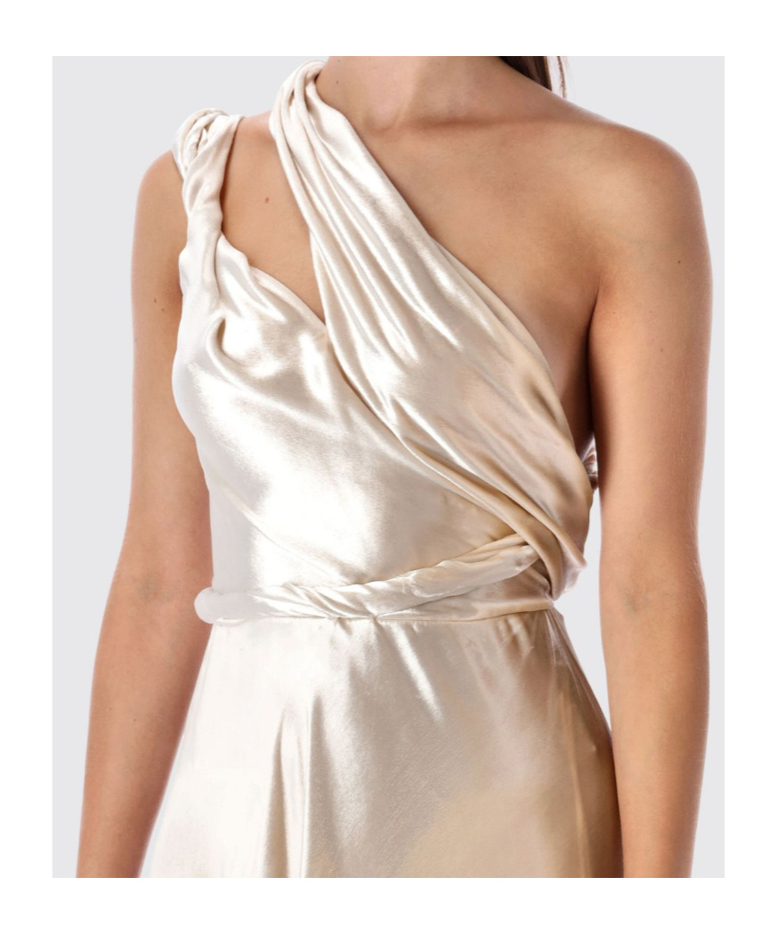 Alberta Ferretti Sculptural One-shoulder Velvet Evening Dress In White