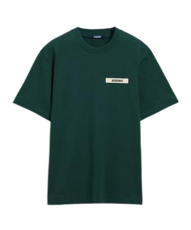 Jacquemus Mens Le Tshirt Gros Grain Brand-patch Regular-fit Cotton-jersey T-shirt Dark Green In Green