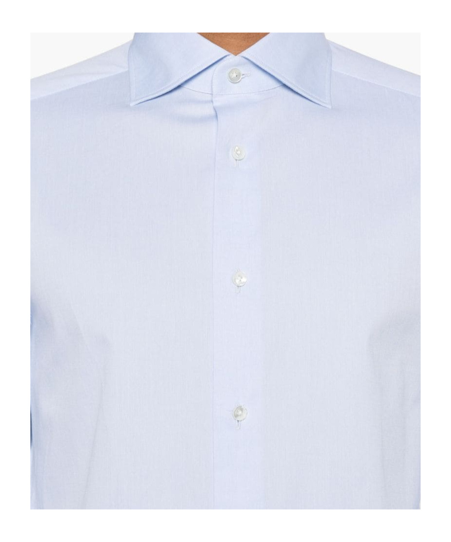 Zegna Spread-collar Long-sleeve Shirt In Blue