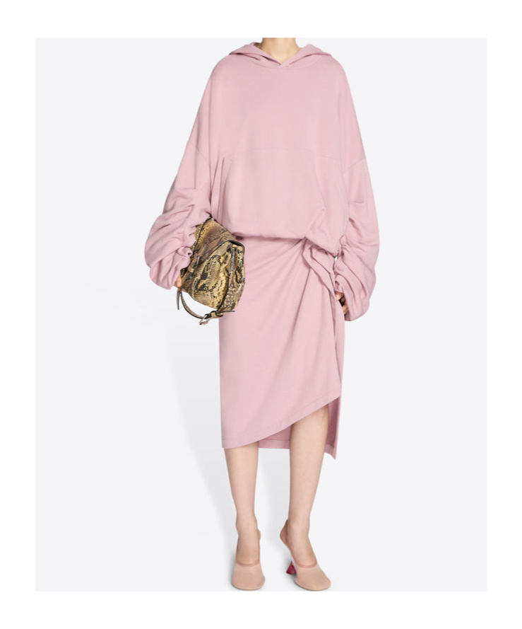 Dries Van Noten Oversized Draped Hooded Sweatshirt In Pink