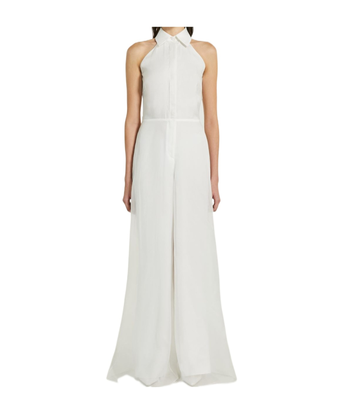 Max Mara Mono De Organza De Seda In White
