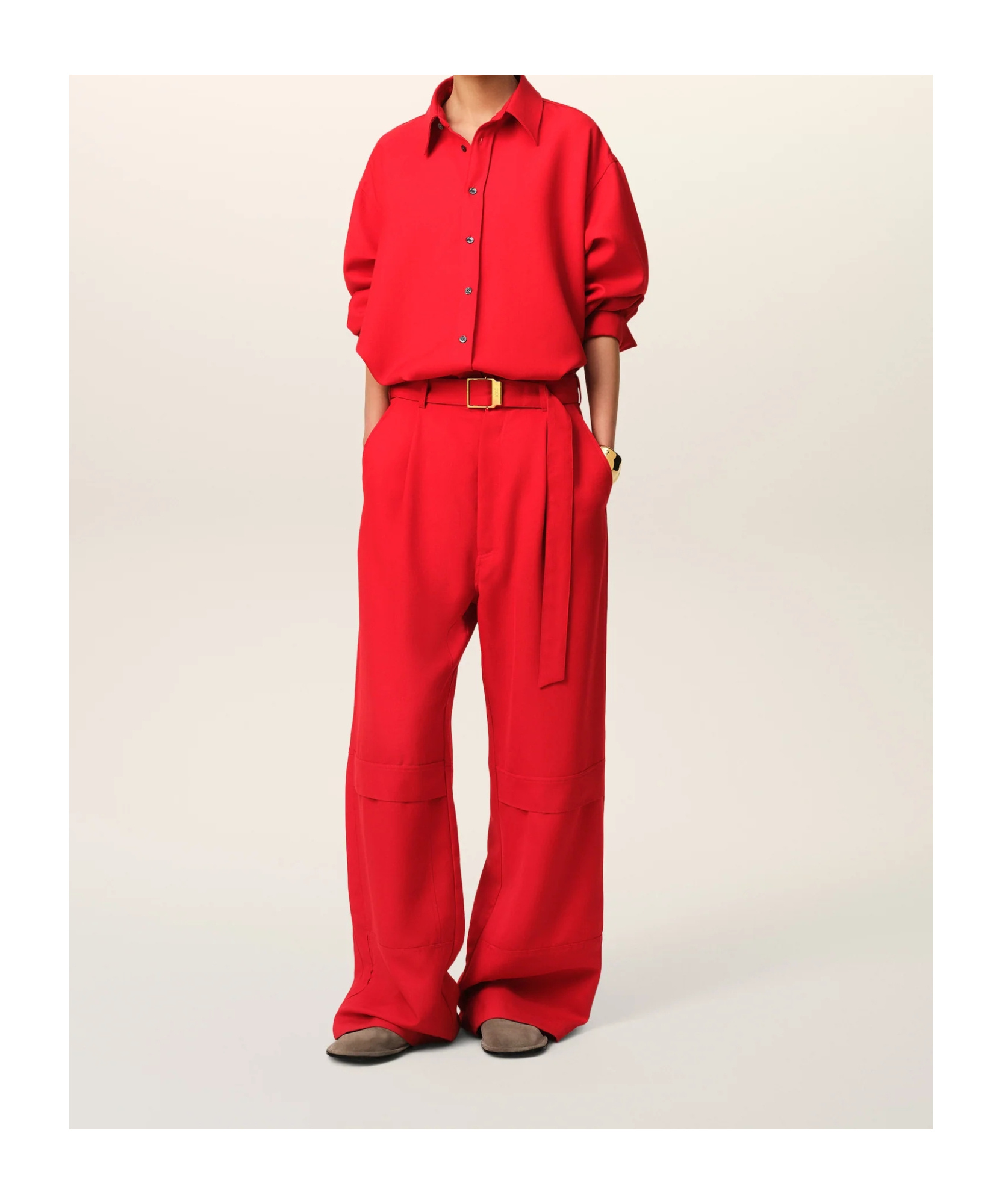 Ami Alexandre Mattiussi Fluid Wool Canvas Cargo Pants In Red
