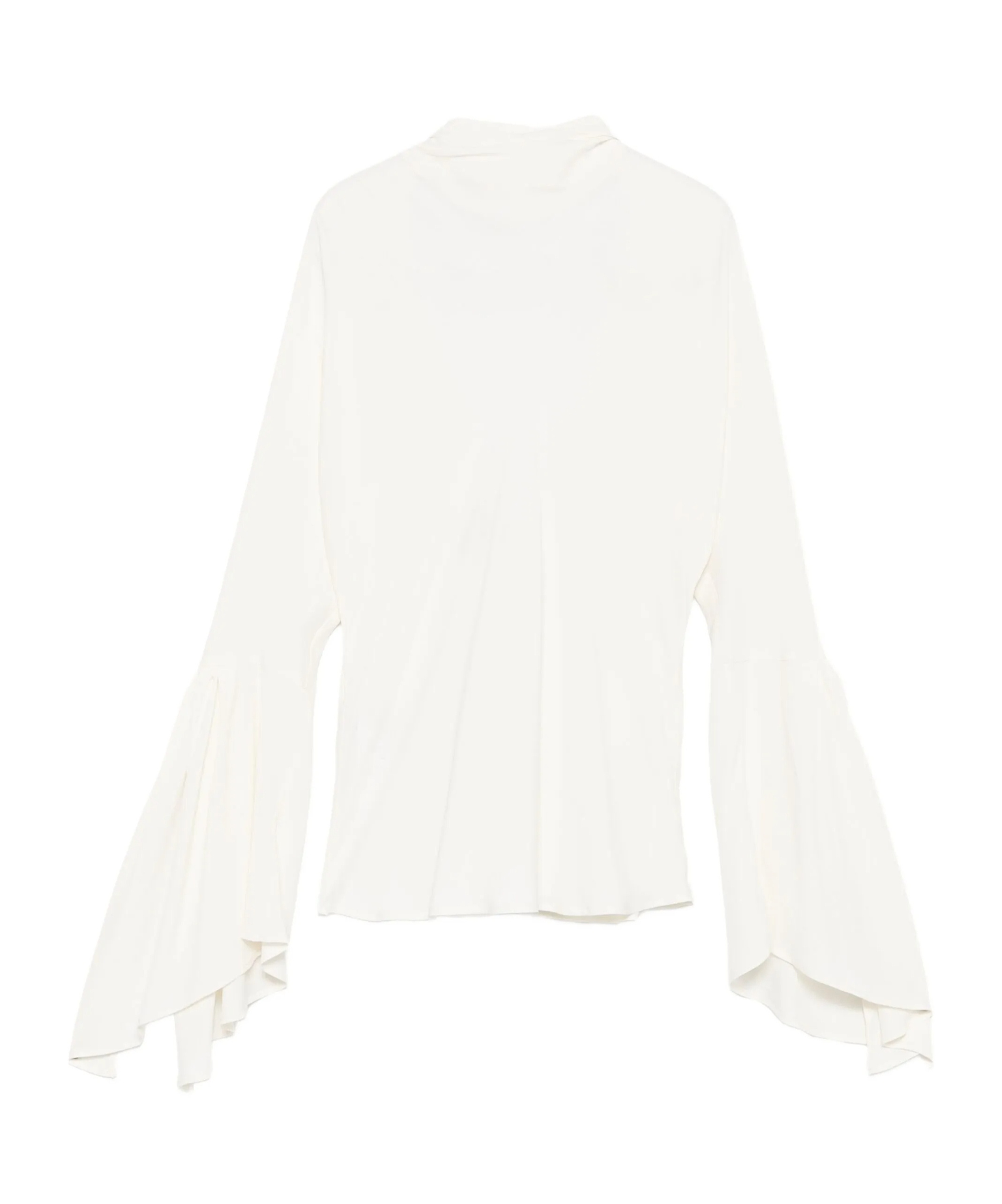 Pinko White High Neck Shirt With Flared Sleeves In White