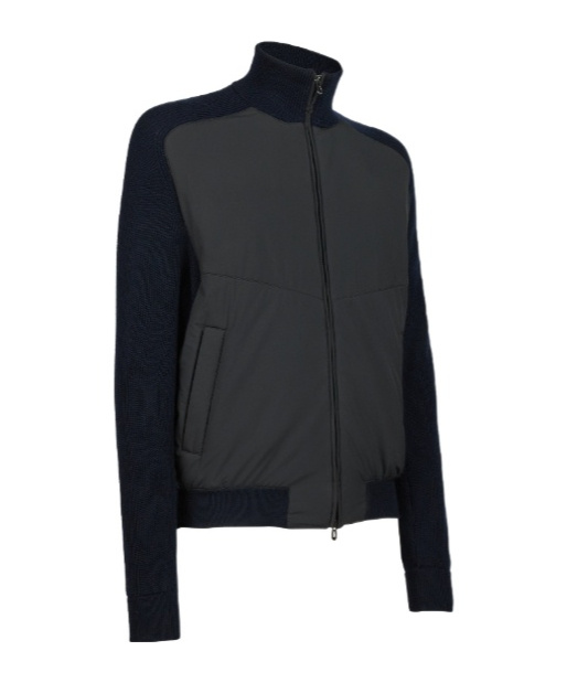 Sease Knit Hybrid Bomber In Black