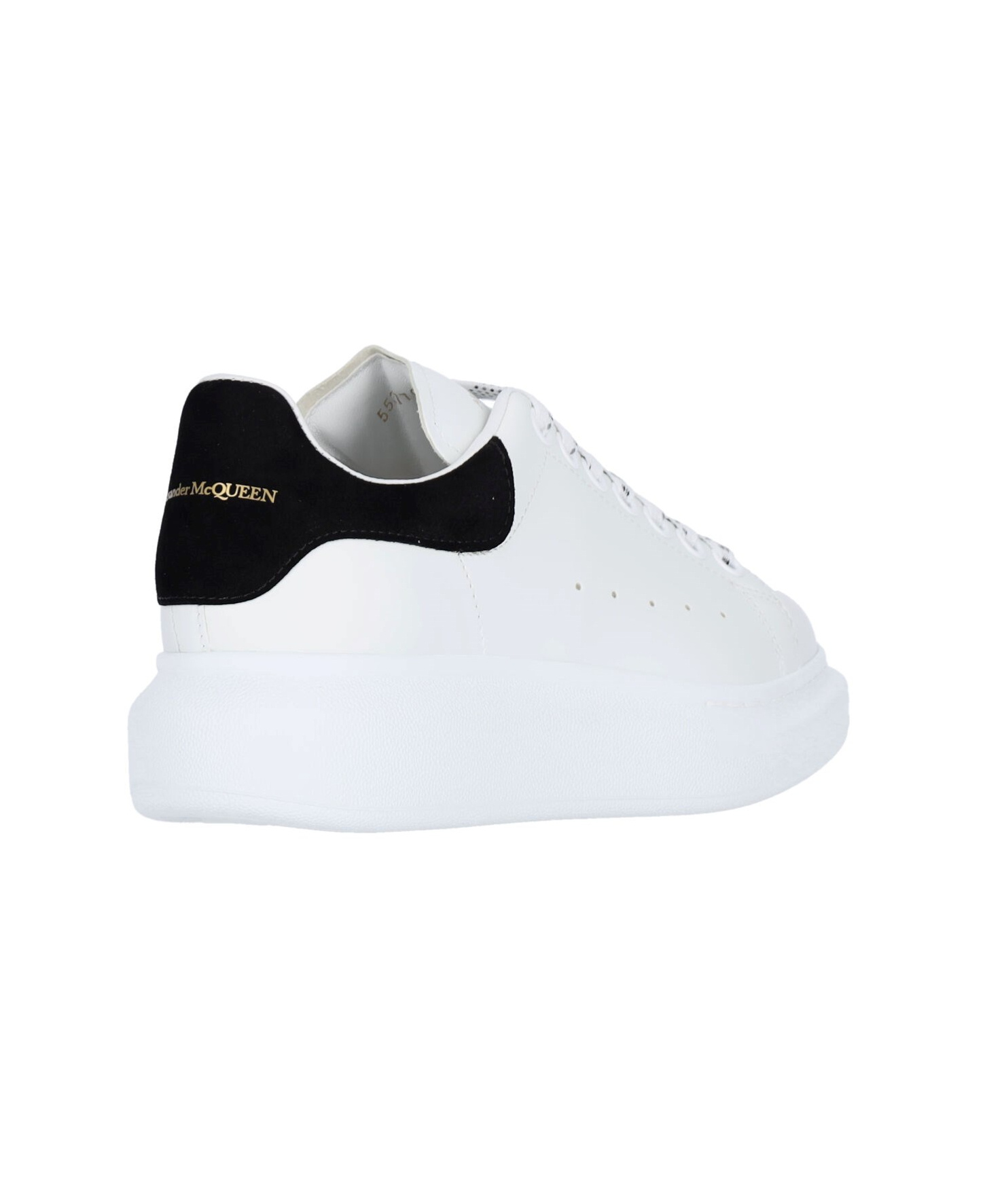 Alexander Mcqueen Leather Platform Sneakers With Round Toe And Contrasting Heel Tab In White