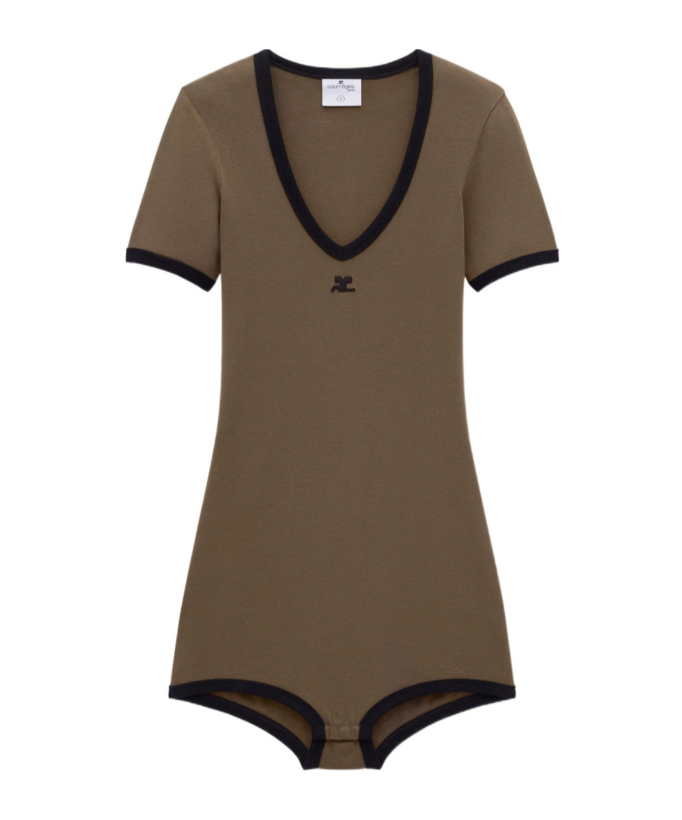 Courrèges Contrasting-trim Cotton Playsuit