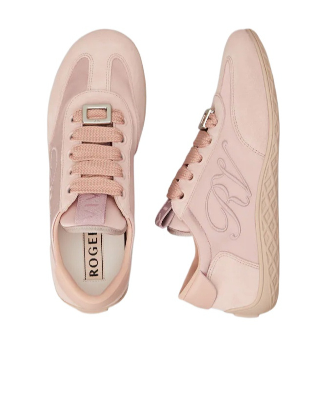 Roger Vivier Viv Low Sneakers In Suede In Pink