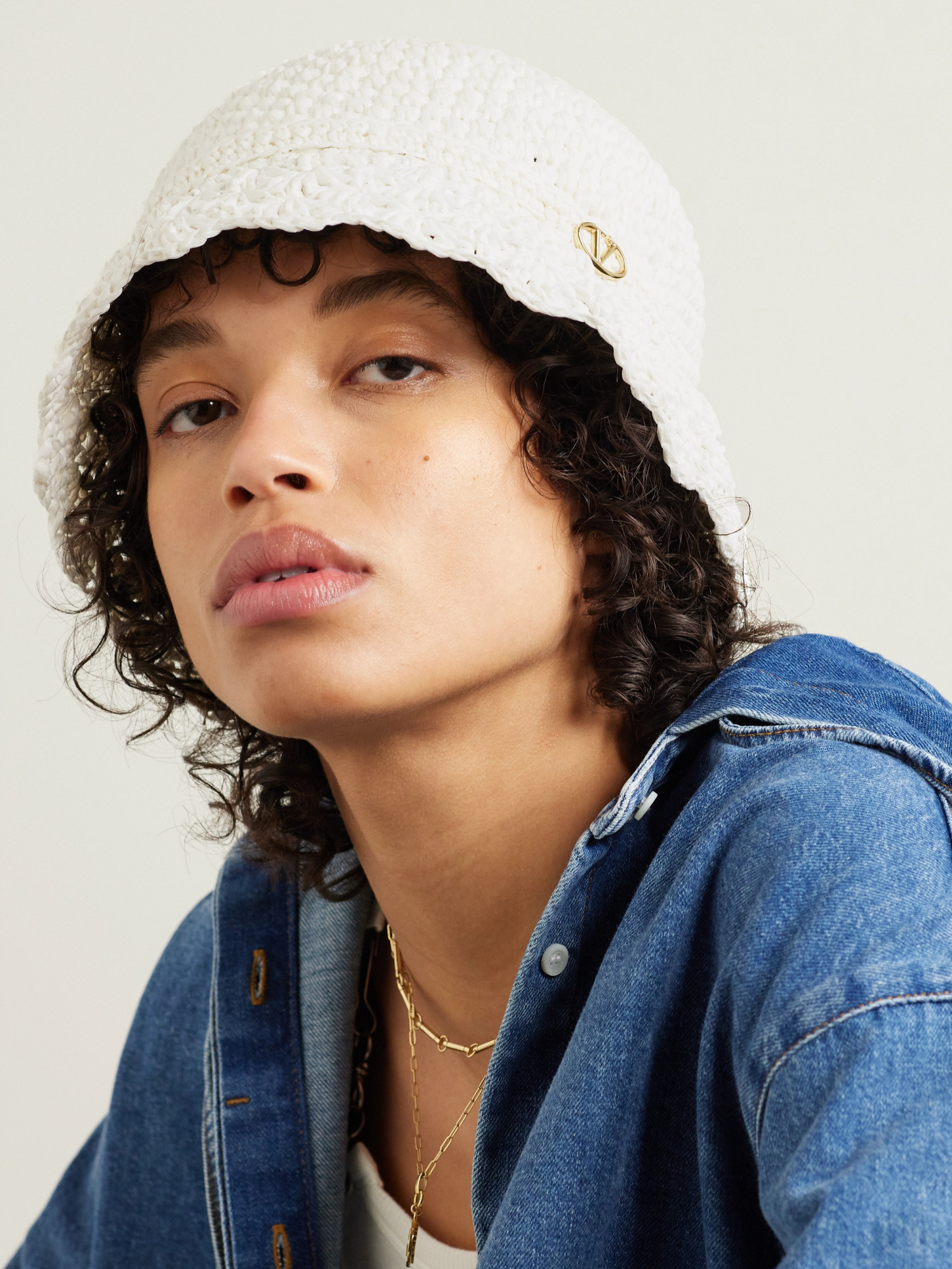 Valentino Crocheted Fisherman's Hat In White