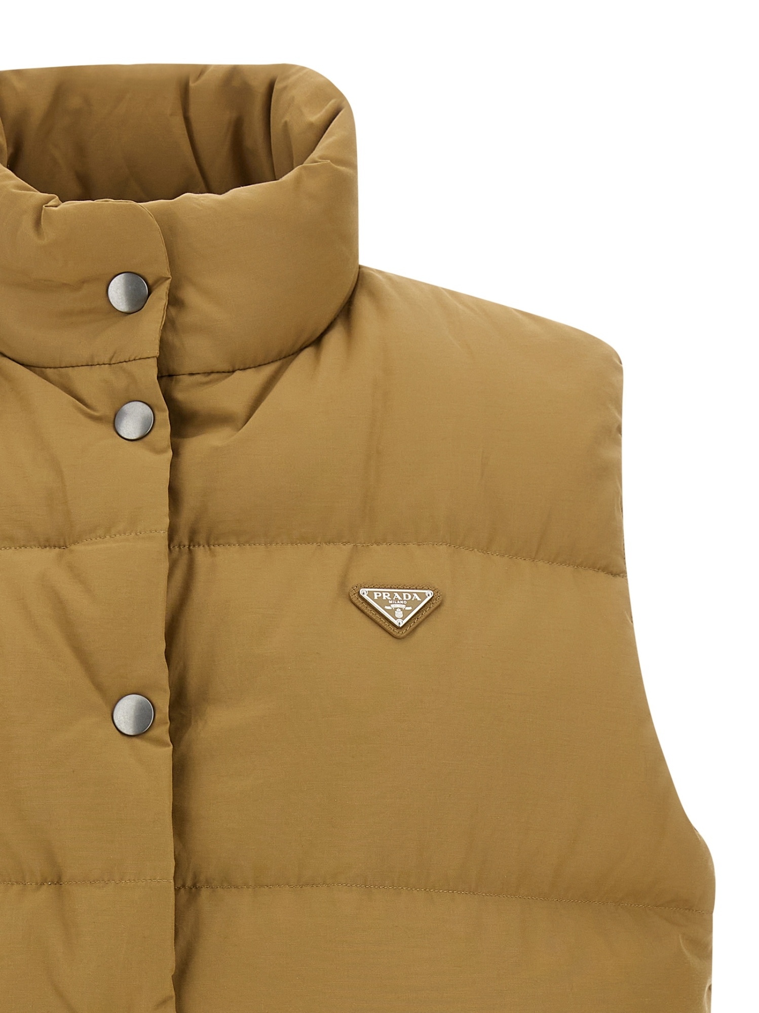 Prada Sleeveless Cotton Coat In Brown