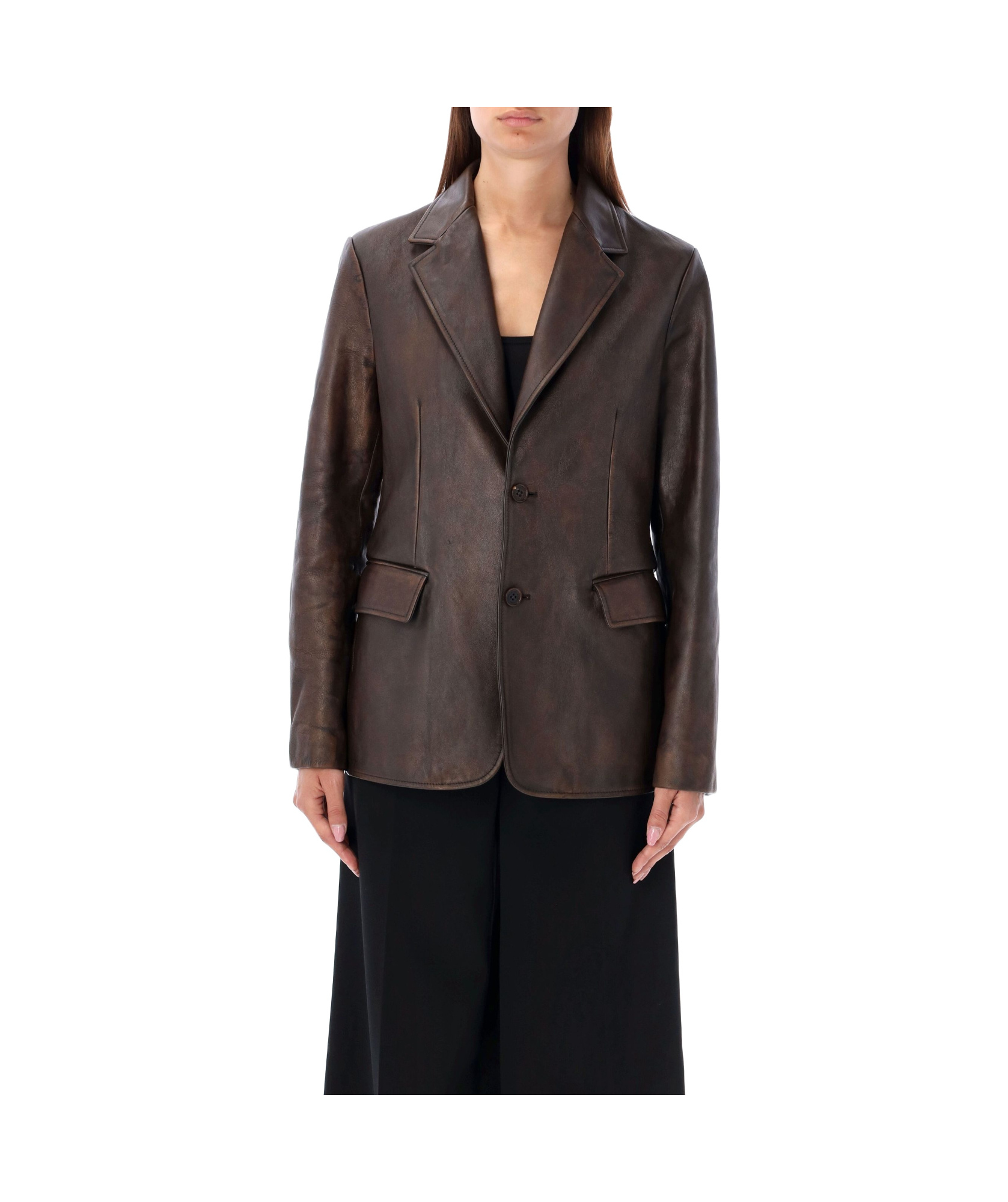 Polo Ralph Lauren Single-breasted Leather Jacket In Black