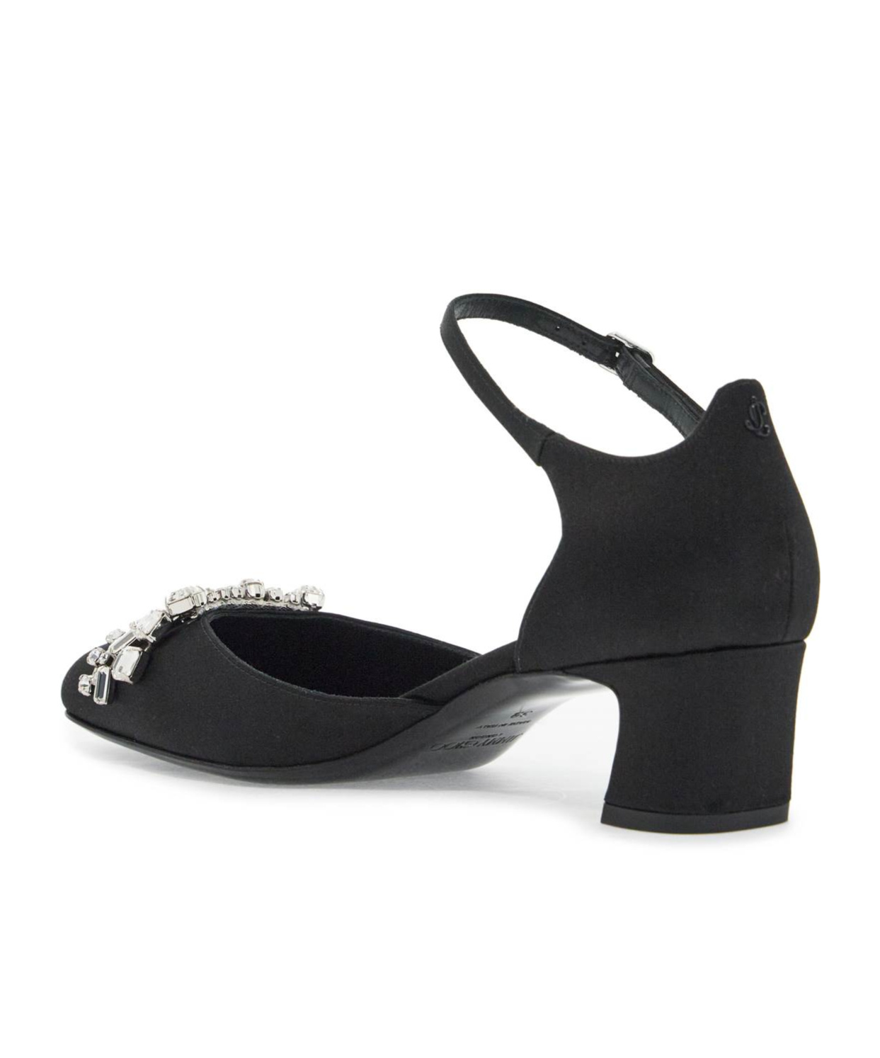 Jimmy Choo Verity 45 Crystal-embellished Satin Pumps In Black