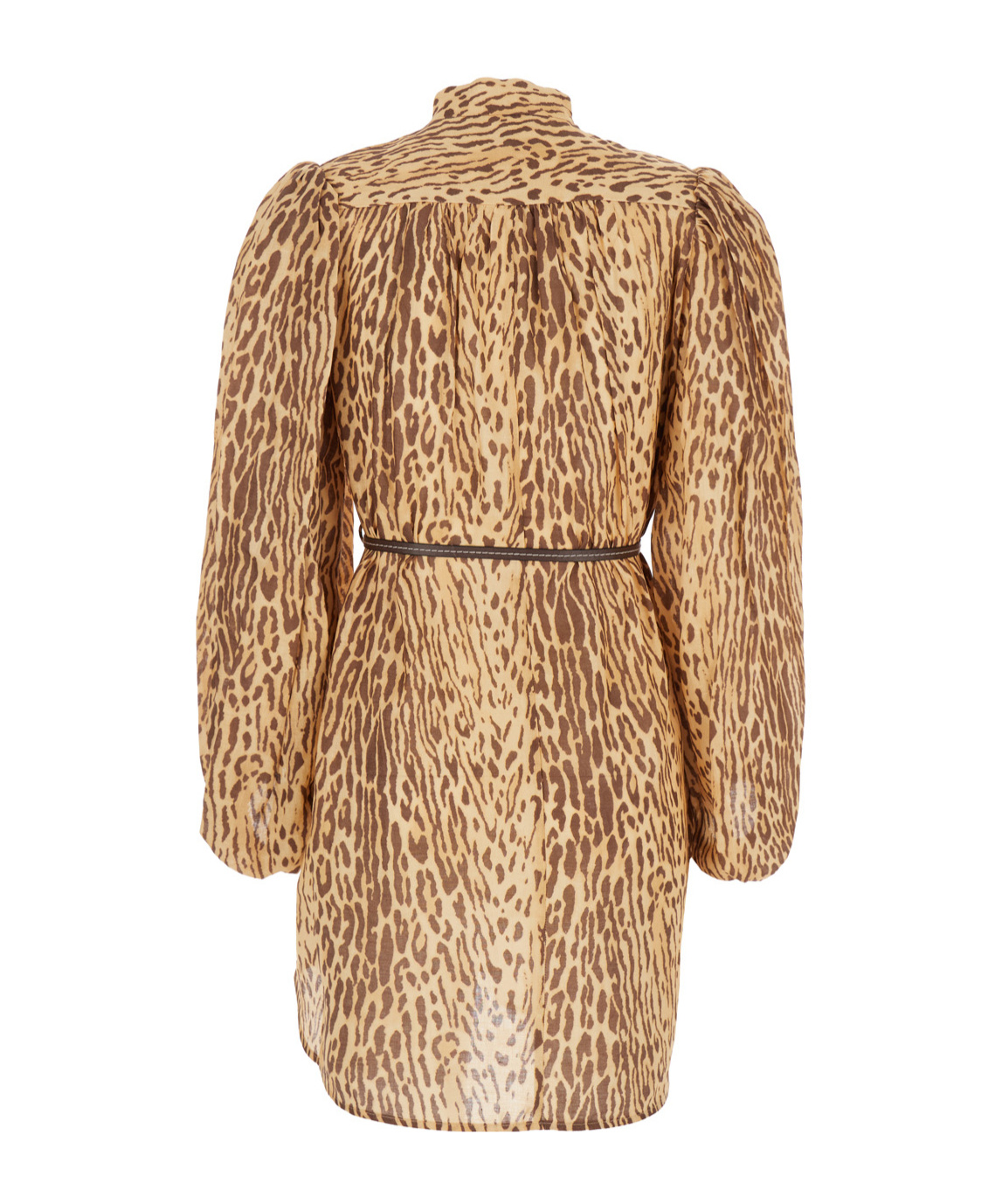 Zimmermann Cascadian Leopard Print Long Sleeve Tunic Dress In Gray