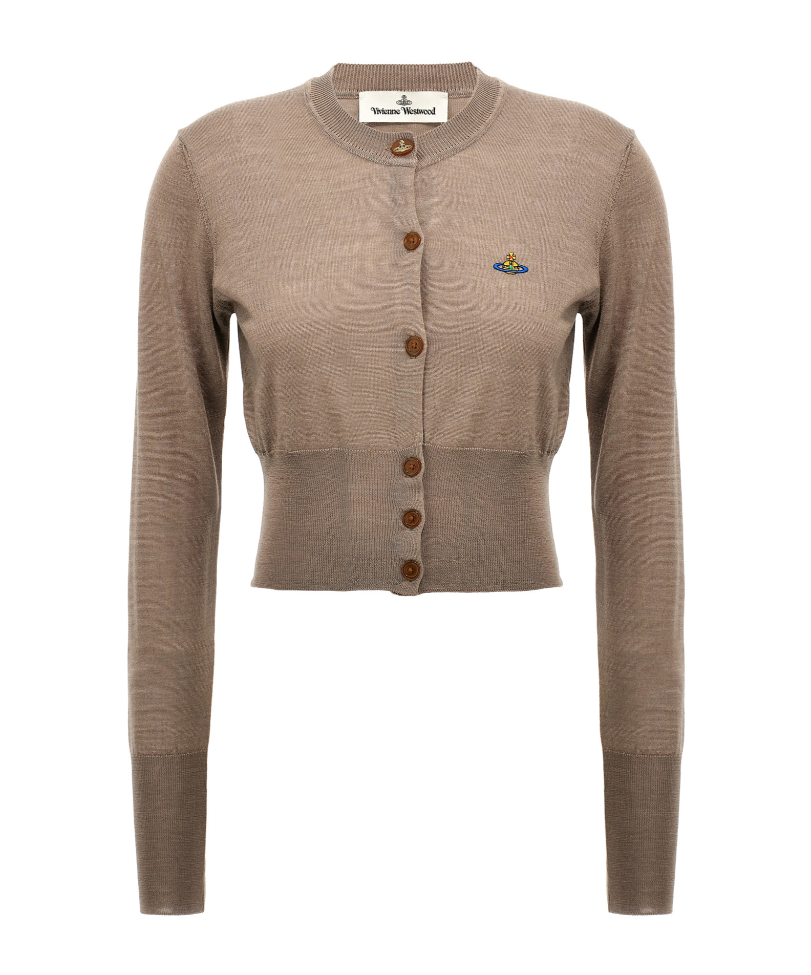 Vivienne Westwood Stone Virgin Wool Orb Bea Cardigan In Brown