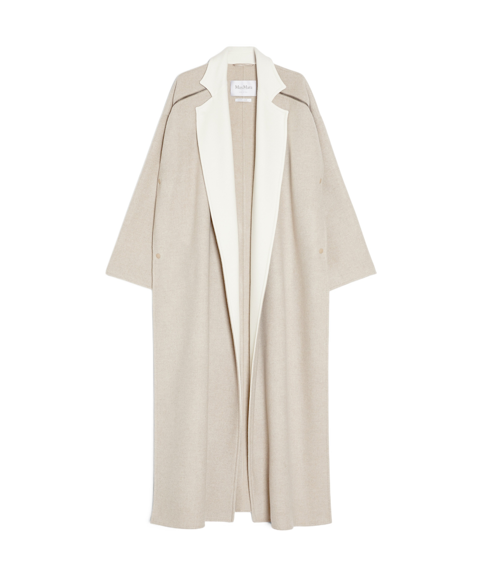 Shop Max Mara Wool And Double Cashmere Coat In Nude