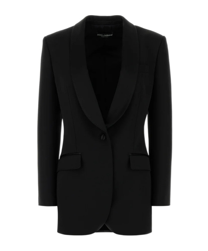 Dolce & Gabbana Black Stretch Wool Blend Blazer In Black