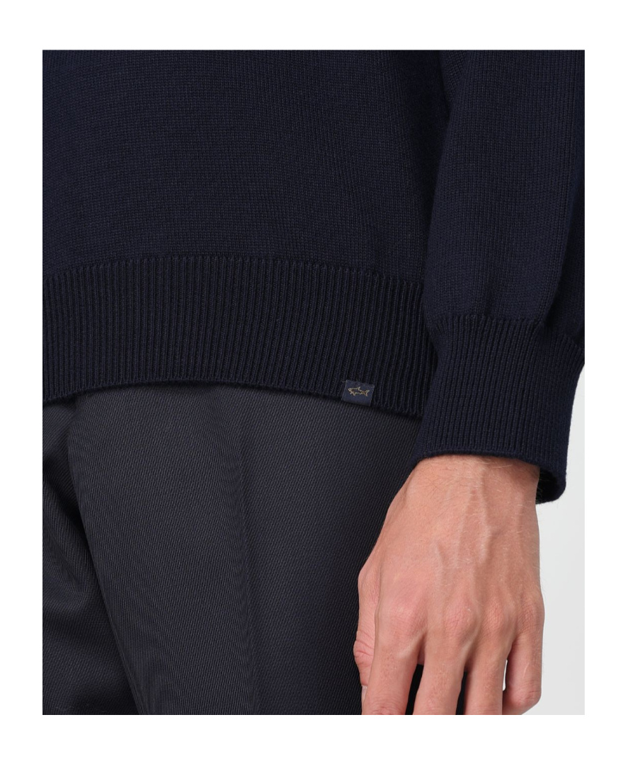 Paul & Shark Long-sleeved Lapel Sweater In Black
