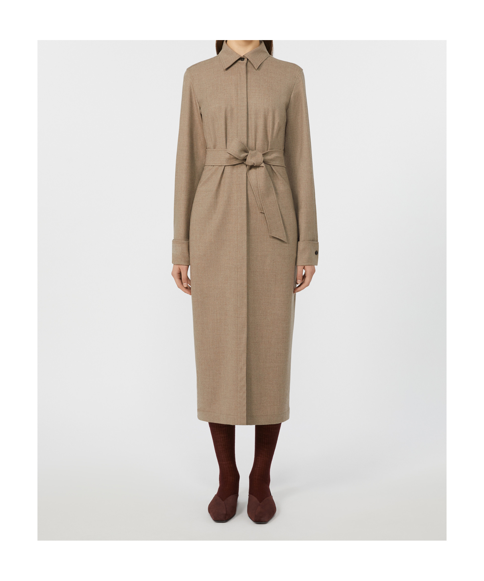 Max Mara Slim-fit Cashmere Foulé Dress In Brown