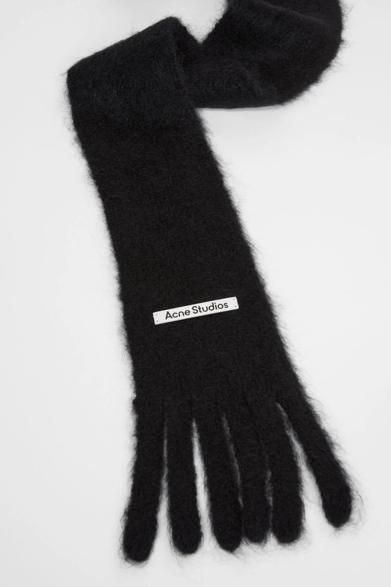 Acne Studios Logo-patch Fringed Scarf In Black