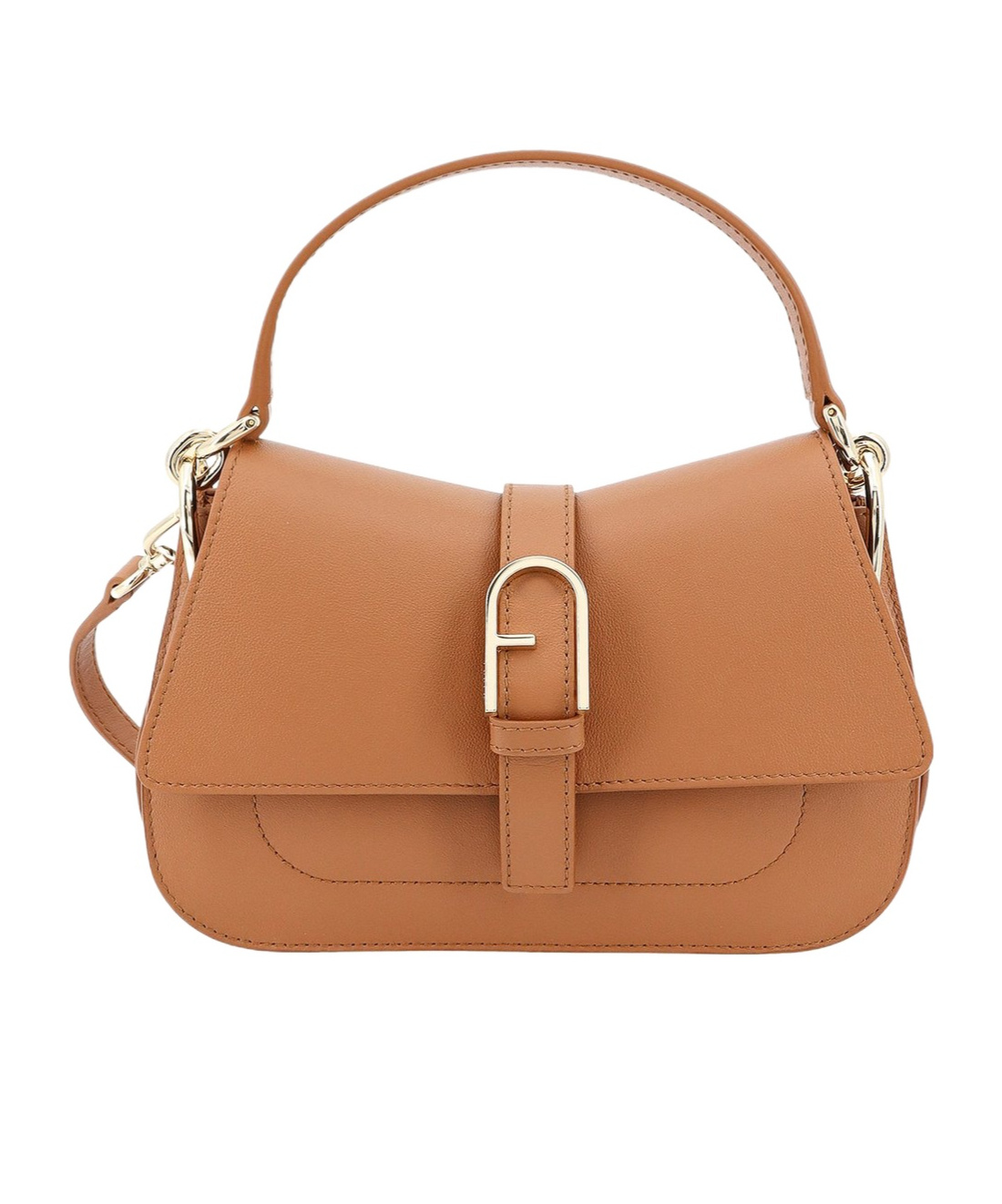Furla Leather Handbag With Metal Arco Logo In Brown