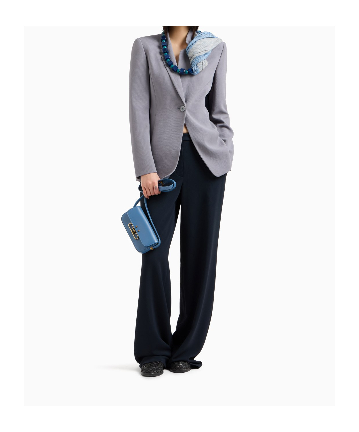 Emporio Armani Lapel Long Sleeve Casual Jacket In Gray
