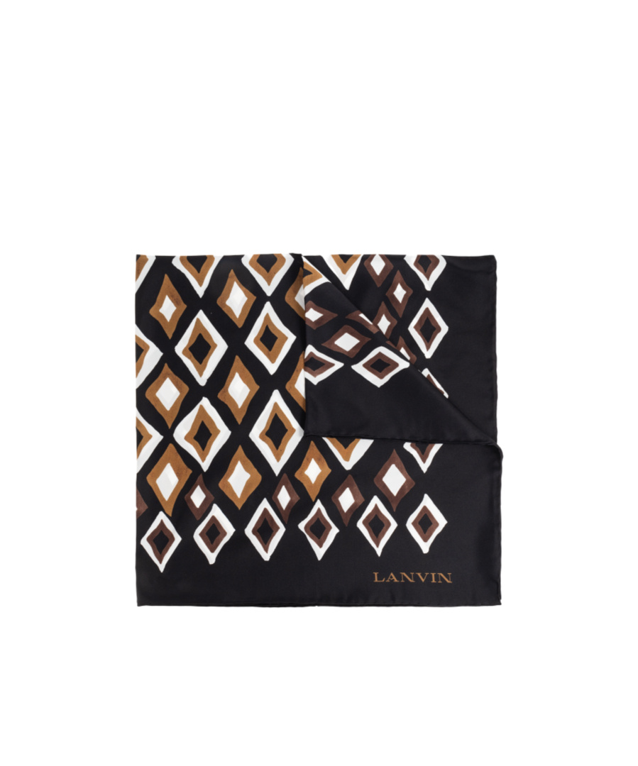 Lanvin Geometric-pattern Silk Scarf In Black