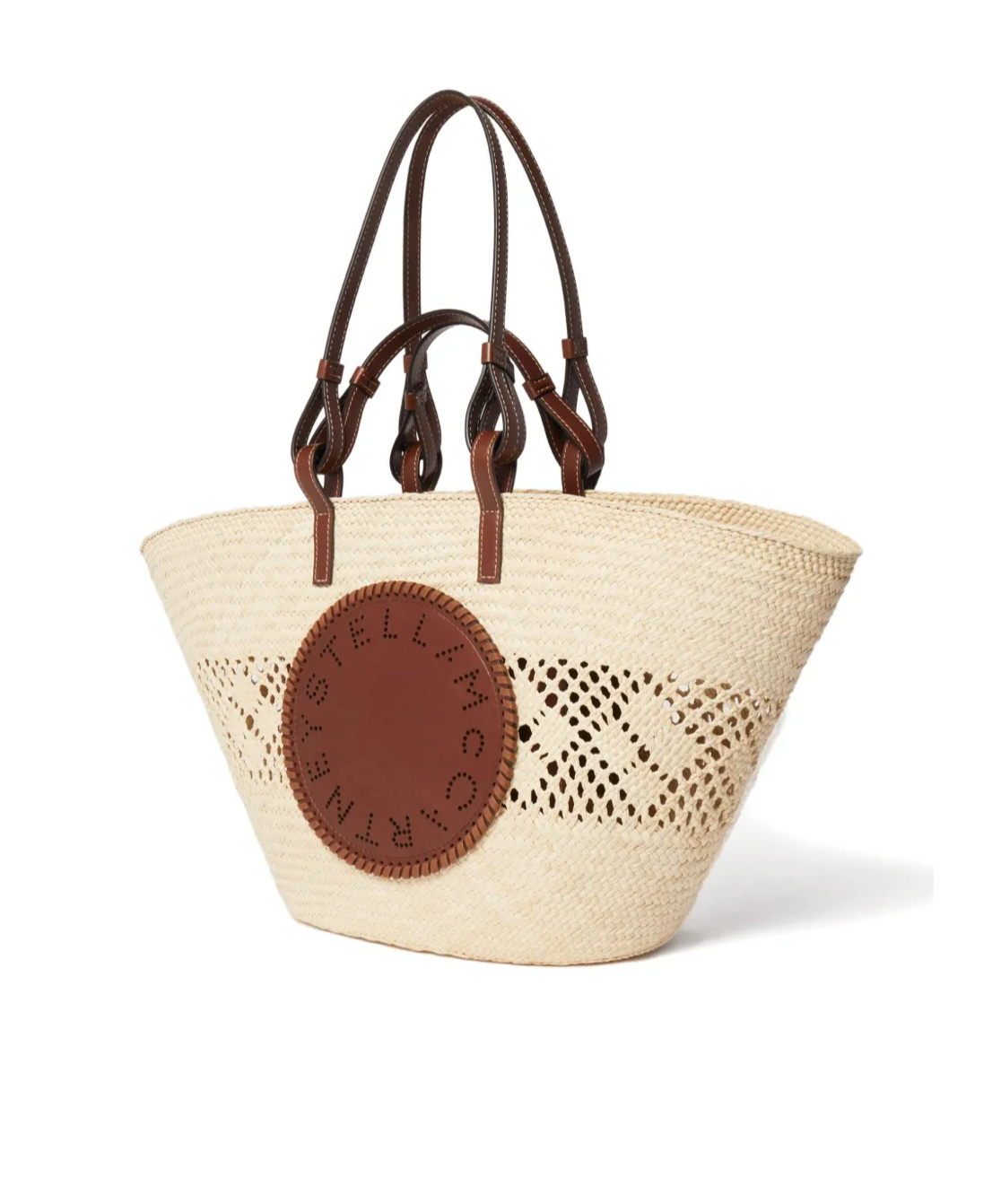 Stella Mccartney Logo Raffia Crochet Large Tote Bag