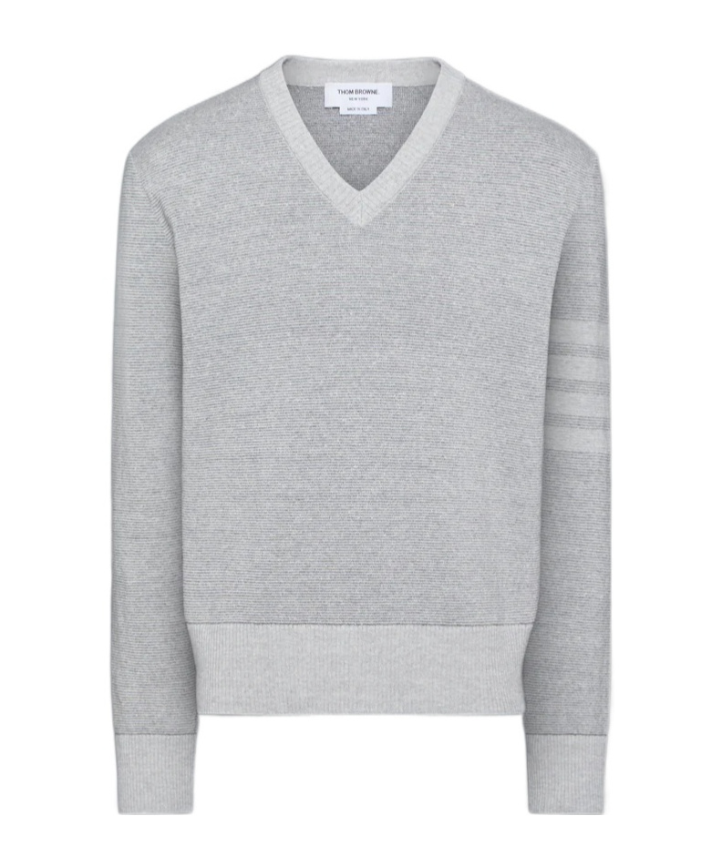 Thom Browne 4-bar Stripe V-neck Sweater