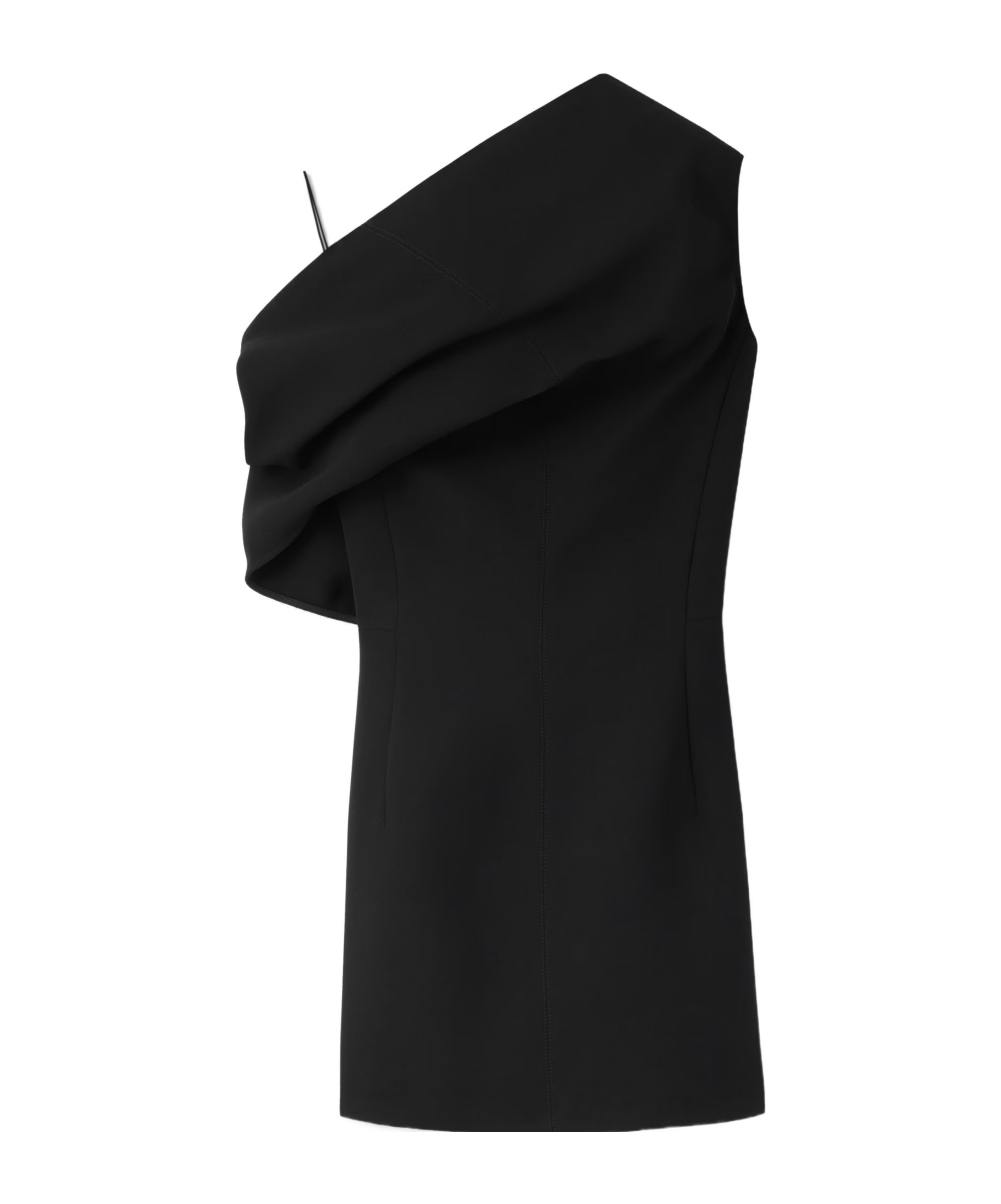 Jacquemus Pesce Draped One-shoulder Mini Dress In Black