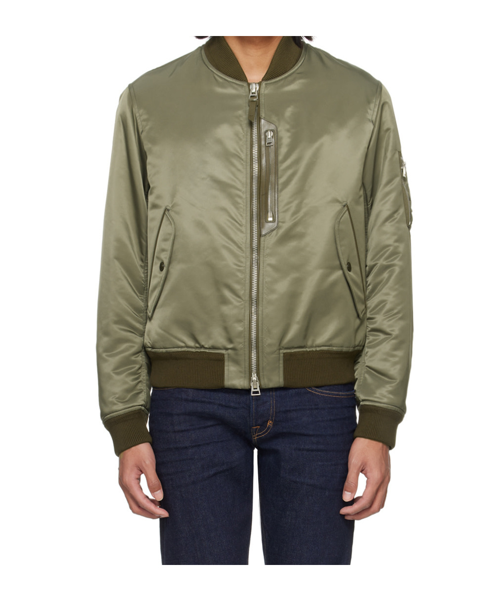Tom Ford Khaki Shiny Bomber Jacket