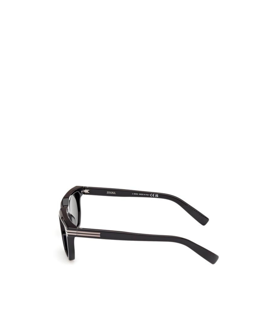 Zegna 54mm Polarized Rectangular Sunglasses In Black