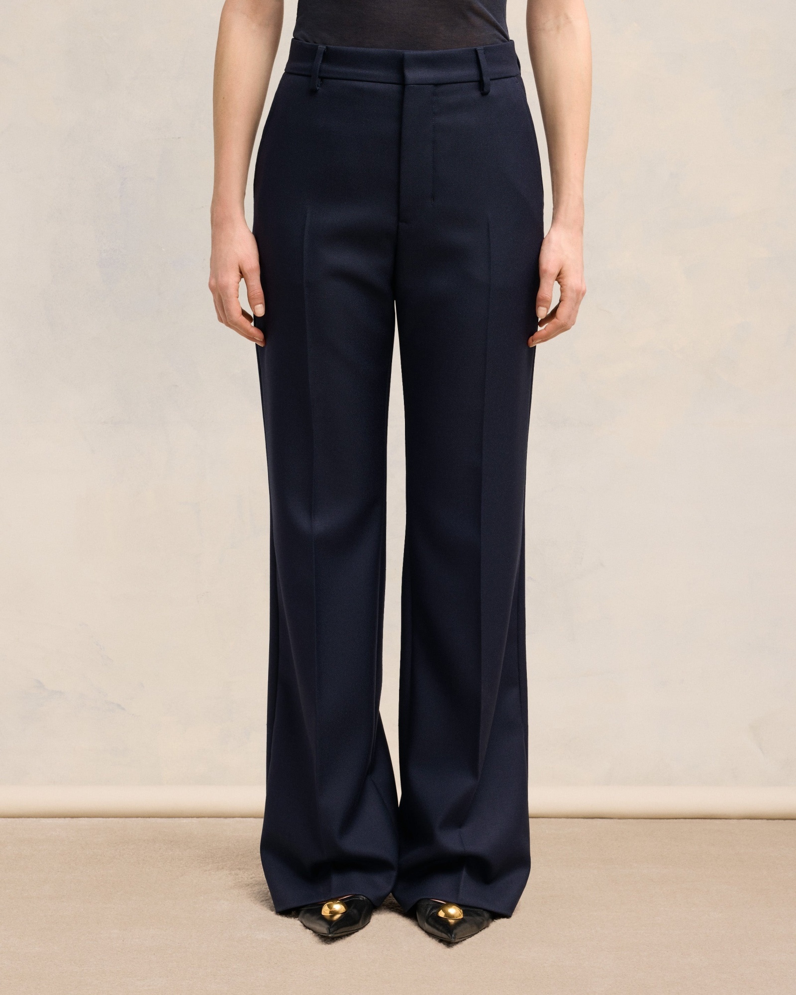 Ami Alexandre Mattiussi Flare Fit Trousers Blue In Black