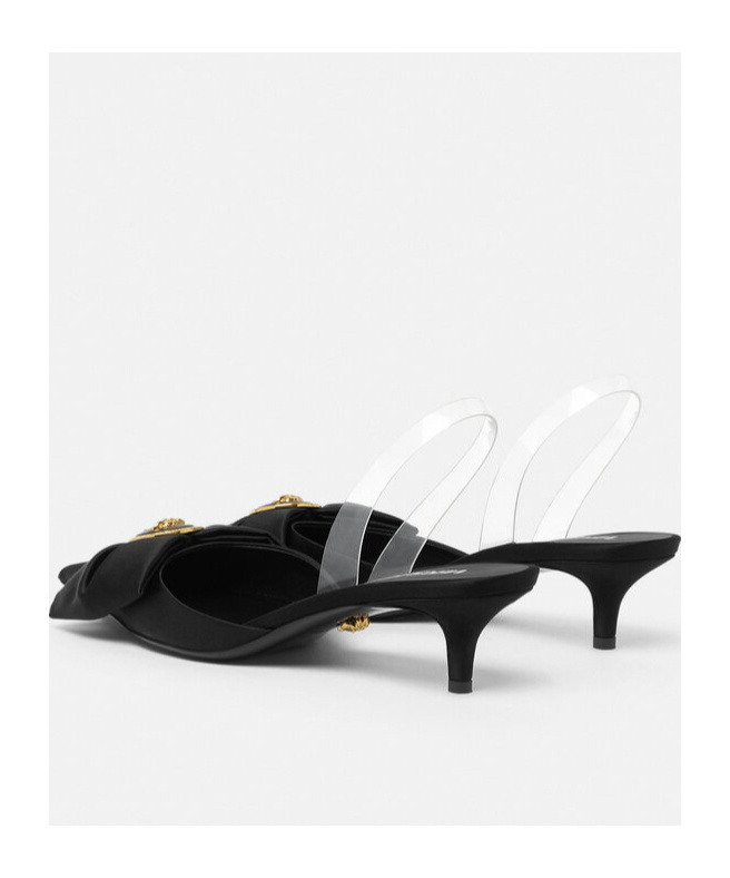 Versace Alia 45 Satin Slingback Pumps In Black
