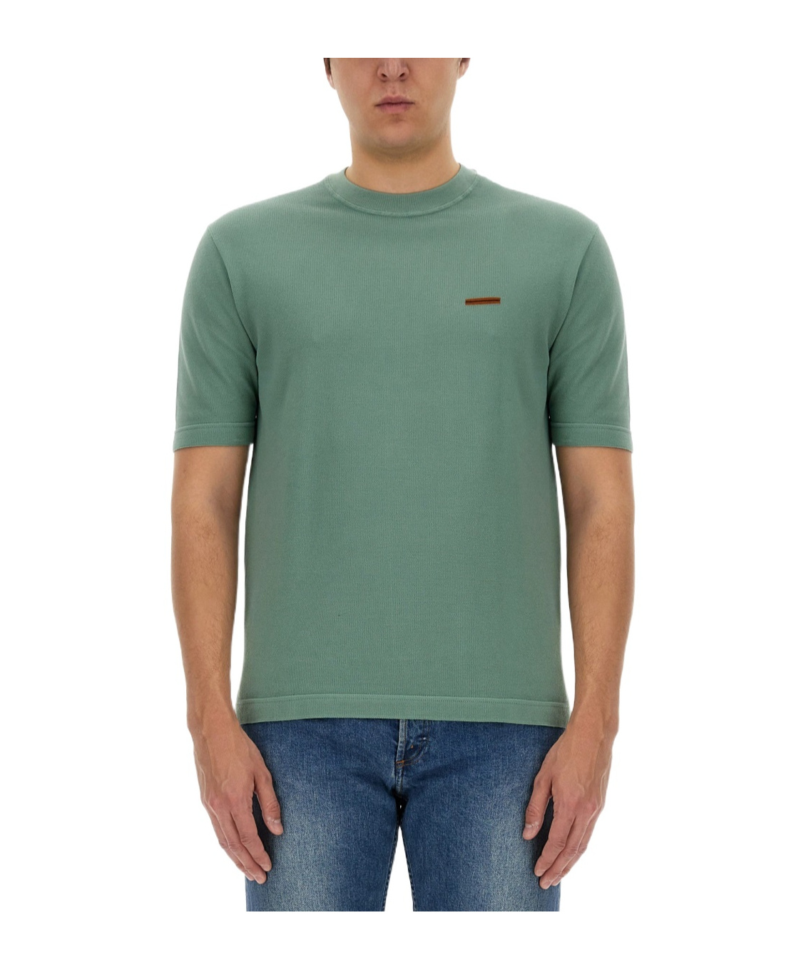 Zegna Logo Crew Neck T-shirt In Green
