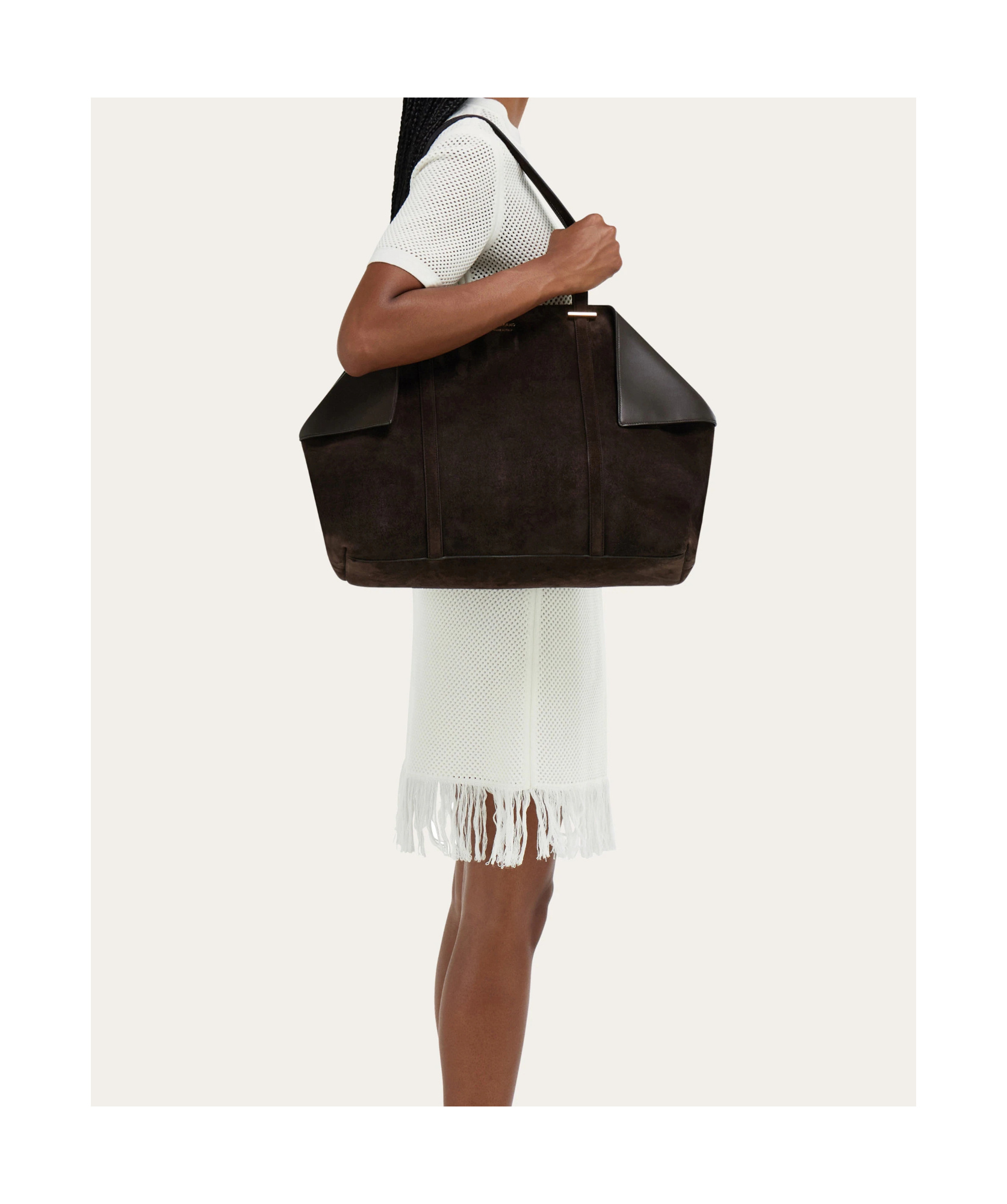 Ferragamo Large Tote Bag Contrast Panels In Pink