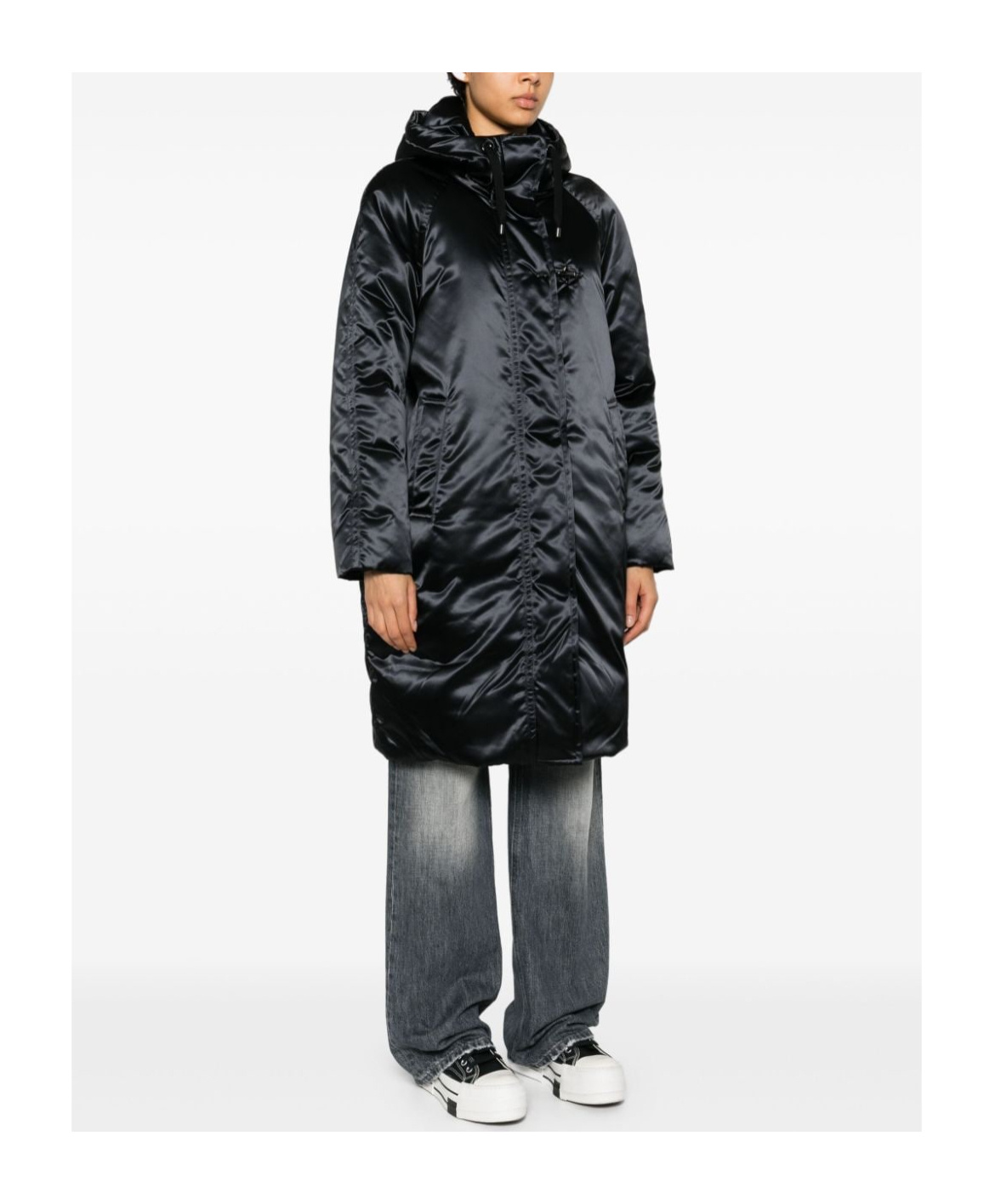 Fay Satin Parka In Black