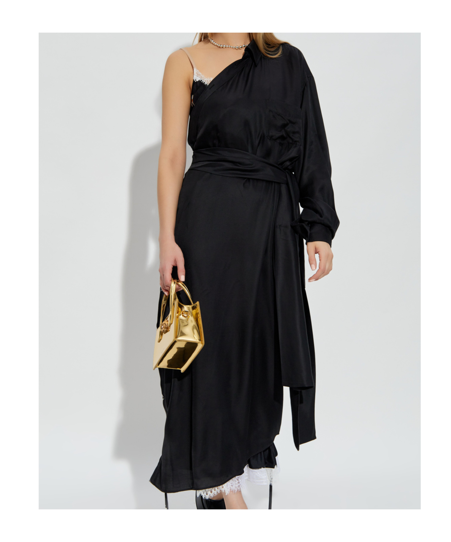 Moschino One-shoulder Asymmetric Maxi Dress In Black