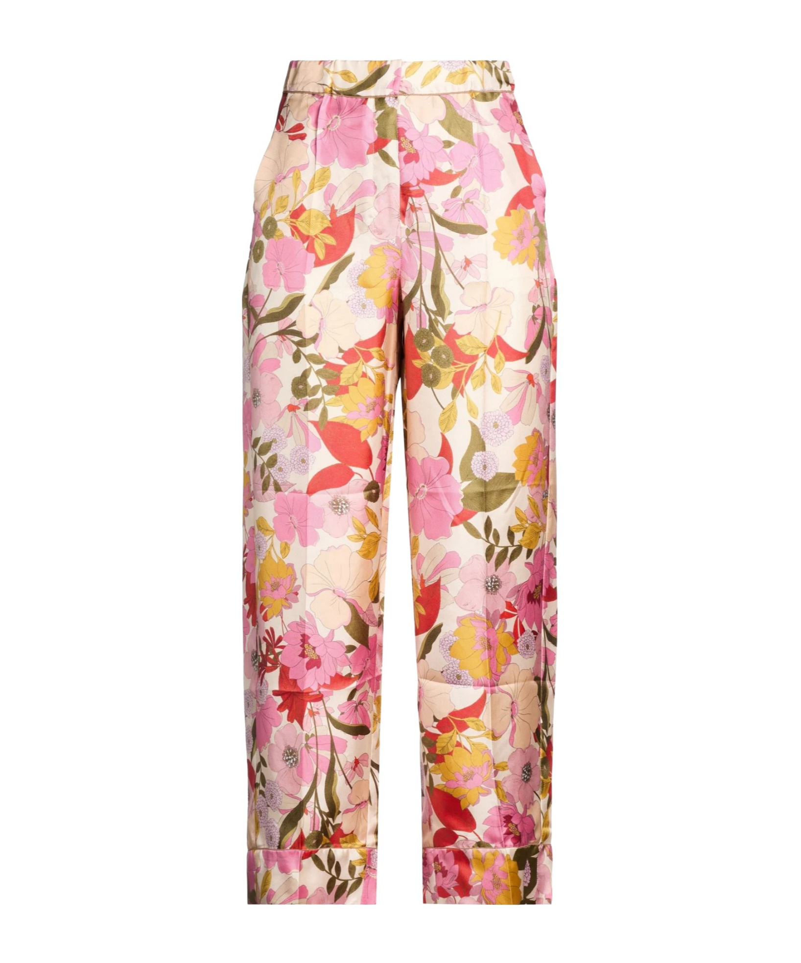 Max Mara Loose-fit Floral Pants In Pink