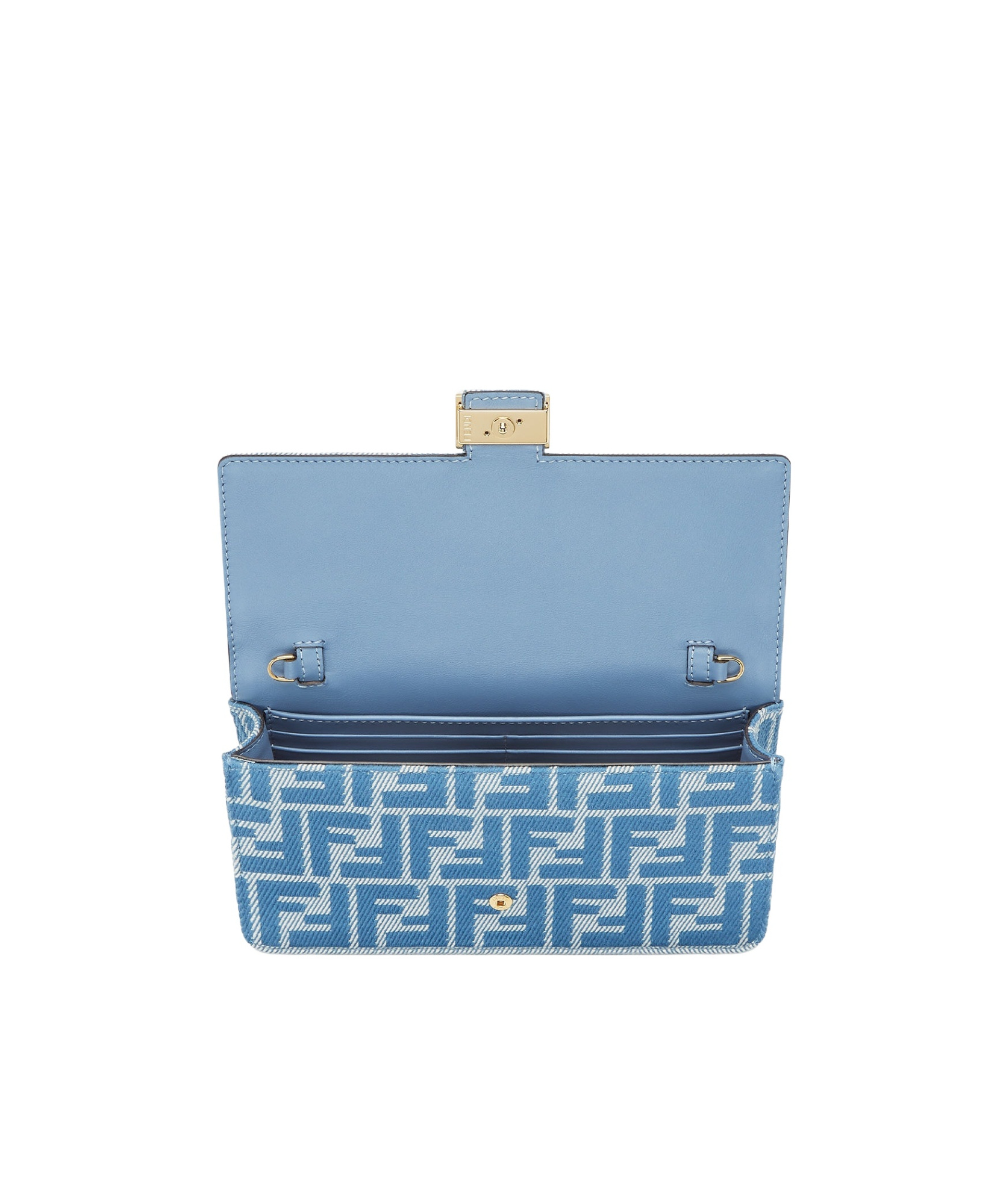 FENDI BLUE DENIM-EFFECT FF JACQUARD WALLET