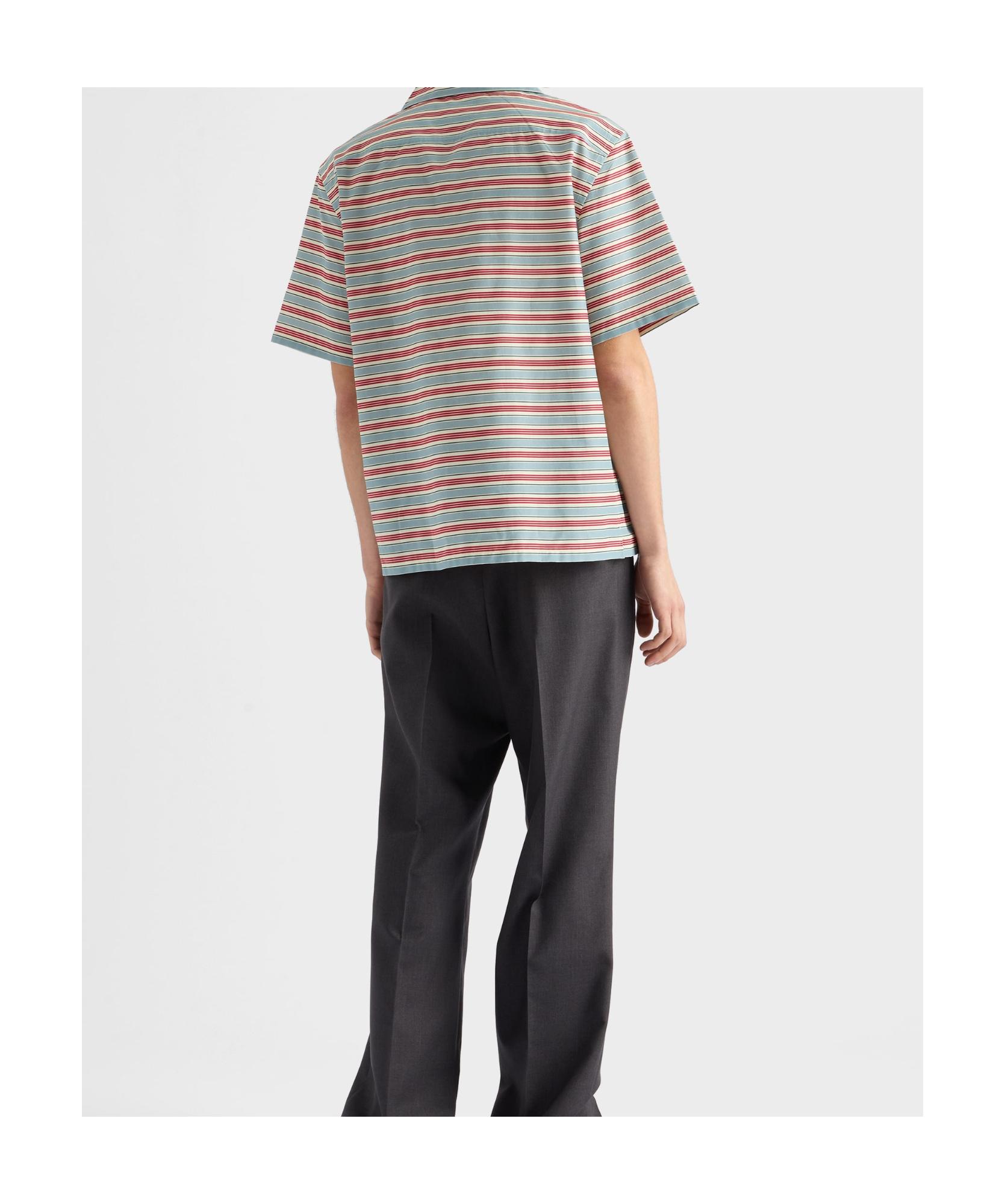Prada Embroidered Chest Pocket Cotton Blend Shirt In Multi