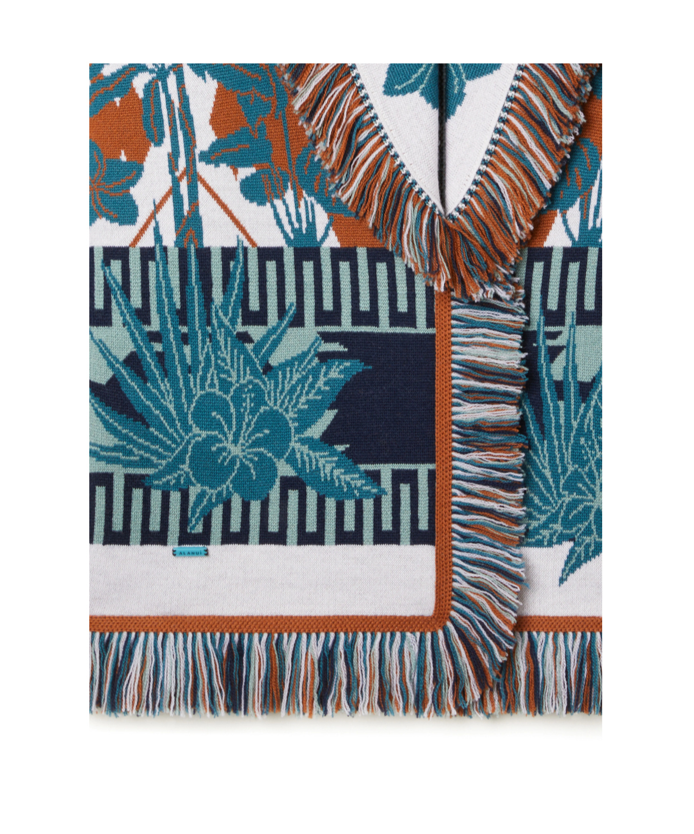 Alanui Long Floral Cardigan With Fringe Shawl Collar In Brown