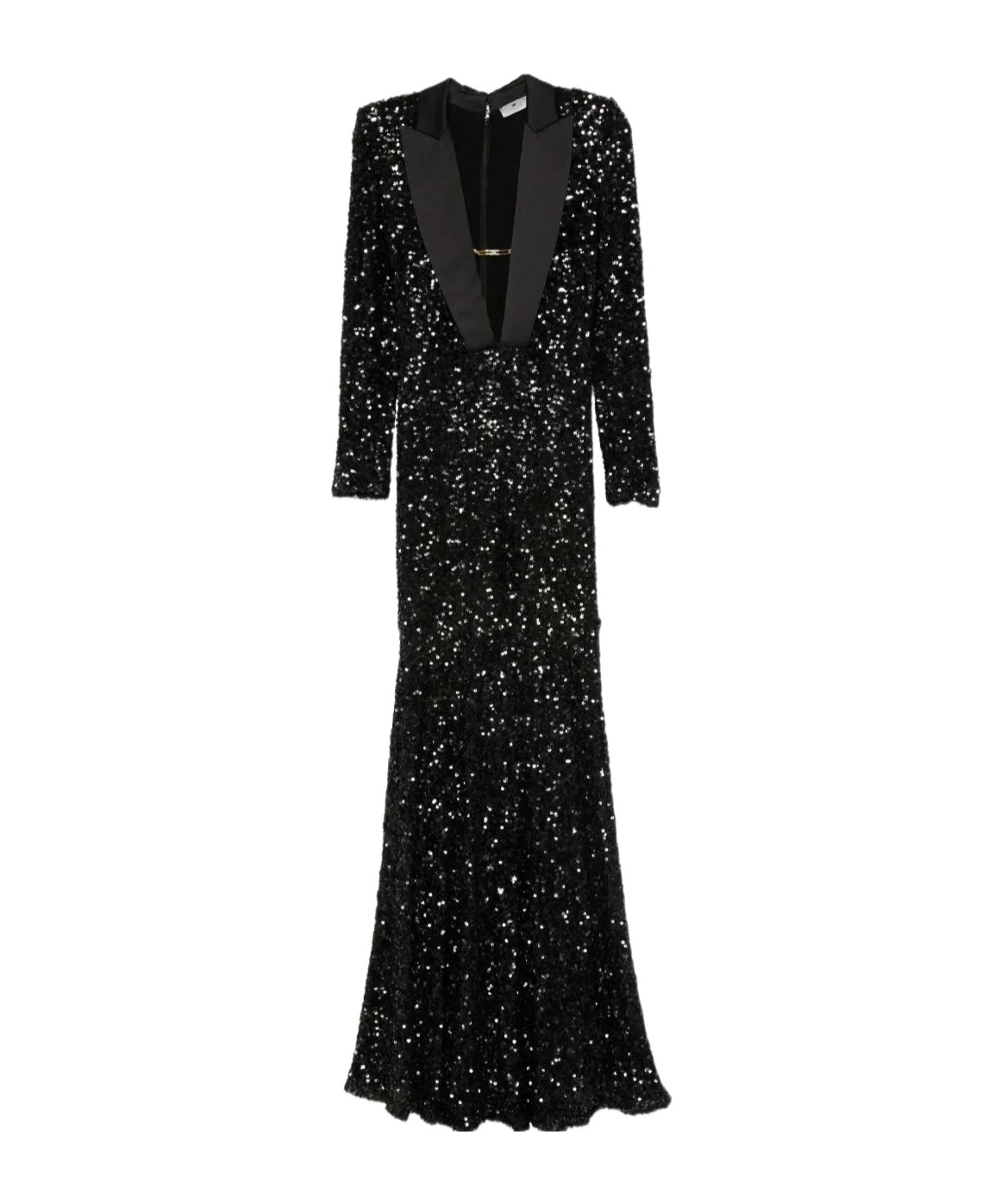 Elisabetta Franchi Red Carpet Dress In Full Sequins Clothing In Black